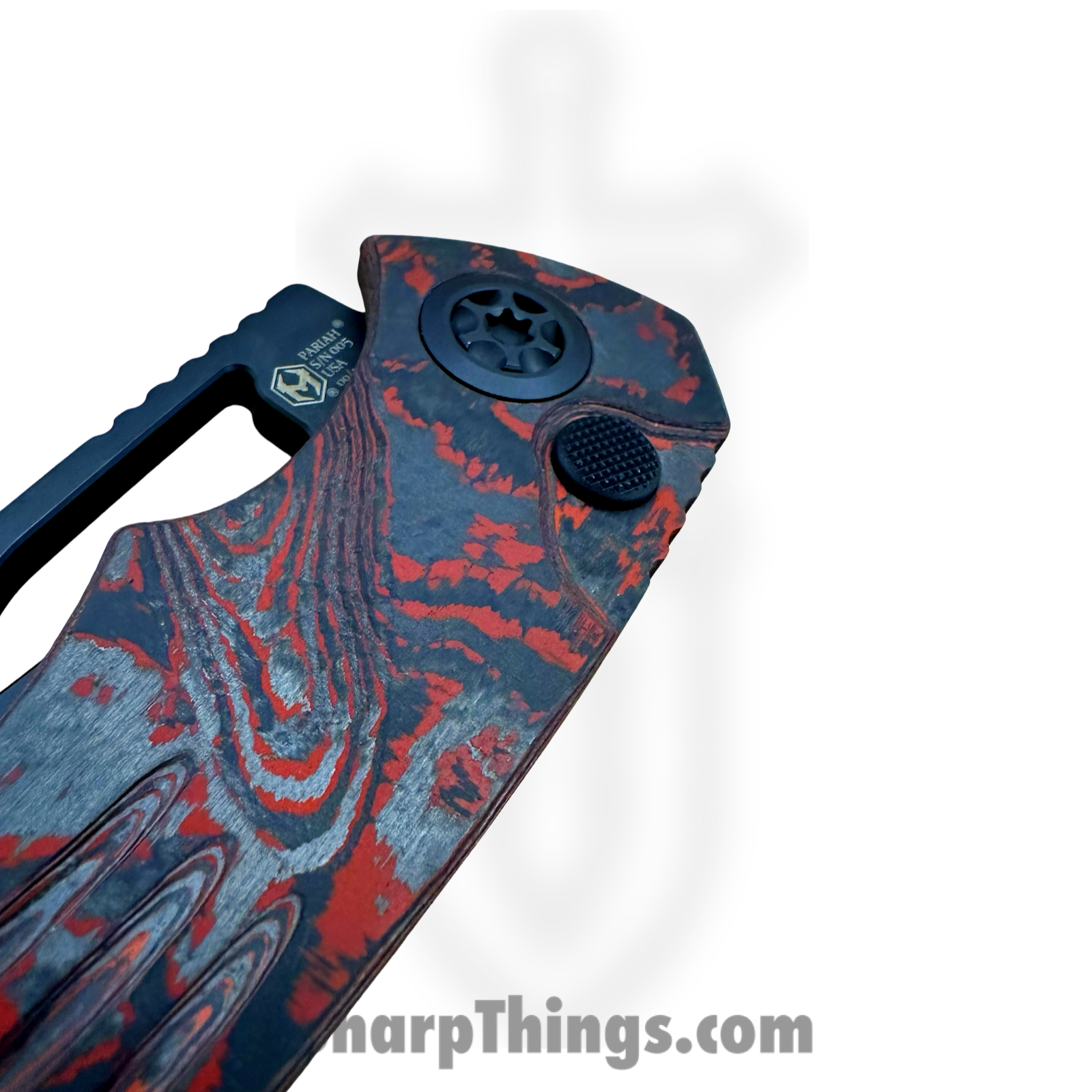 Heretic Knives - H047-6A-RD/CC - Pariah Iconoclast - Folding Knife - CPM MagnaCut Coated Tanto - Carbon Fiber - Blood Red - Image 5