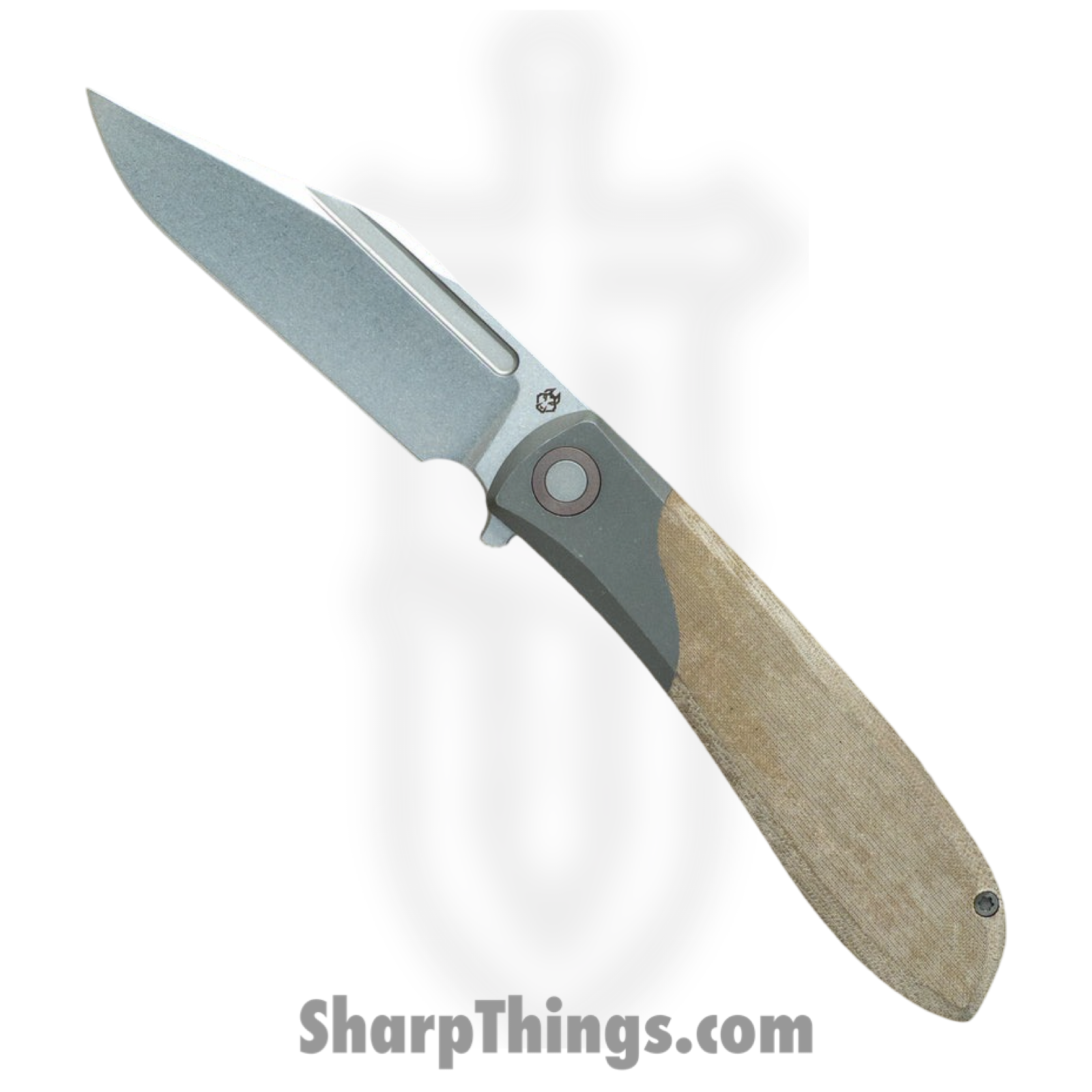 Jack Wolf Knives - SCUFF-01-GRN-MIC - Scuffle - Folding Knife - S90V Stonewash Clip Point - Linen Micarta - Green