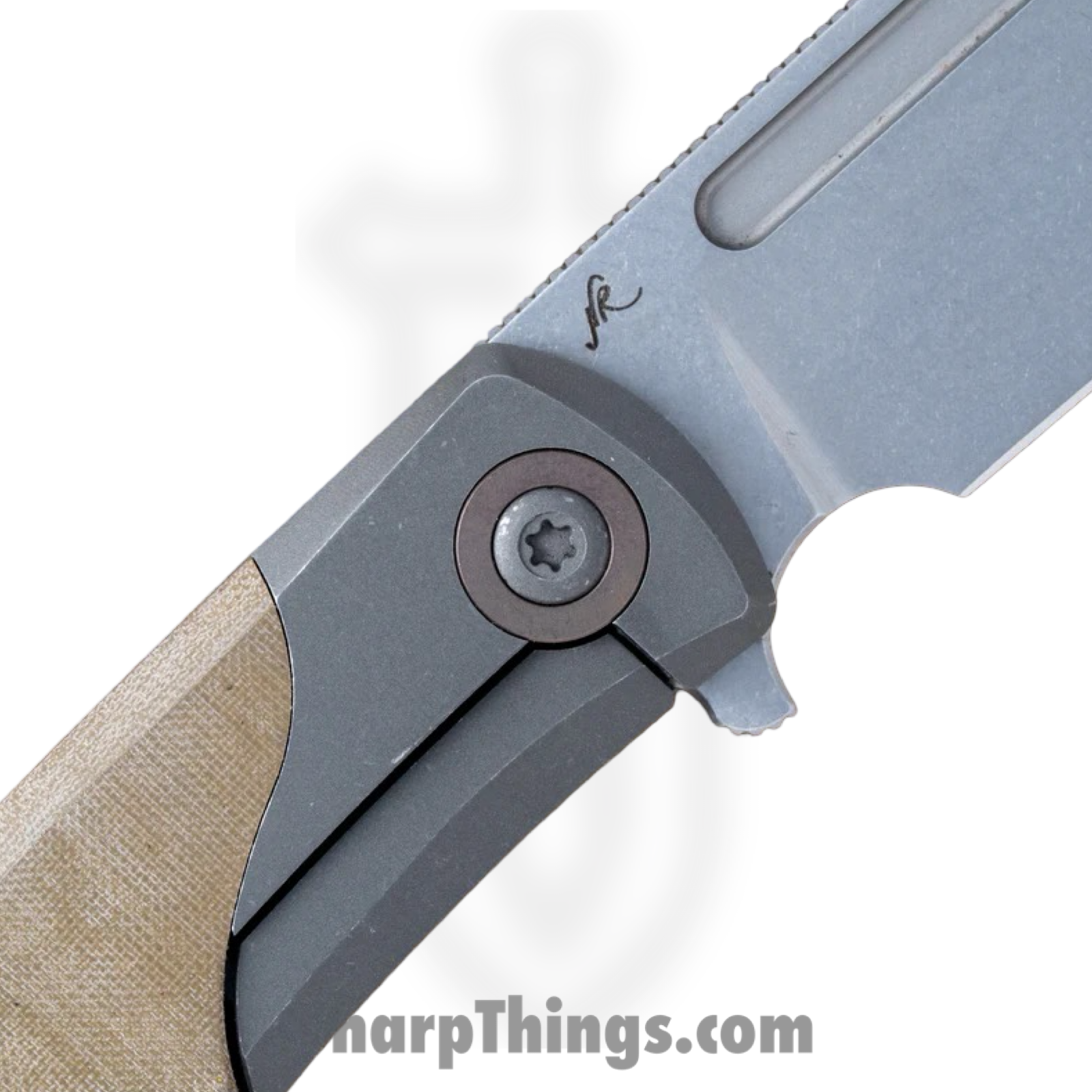 Jack Wolf Knives - SCUFF-01-GRN-MIC - Scuffle - Folding Knife - S90V Stonewash Clip Point - Linen Micarta - Green - Image 3