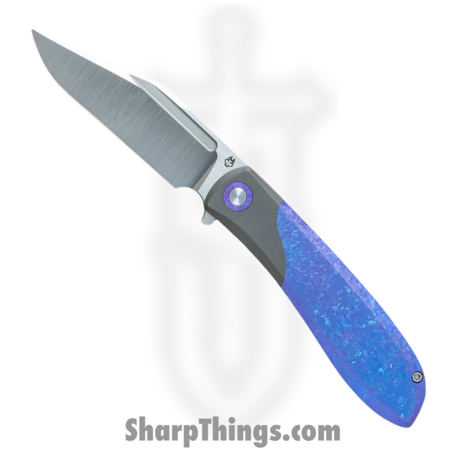 Jack Wolf Knives - SCUFF-01-TITAN-BLURPLE - Scuffle - Folding Knife - S90V Satin Clip Point - Crystalized Titanium - Blurple