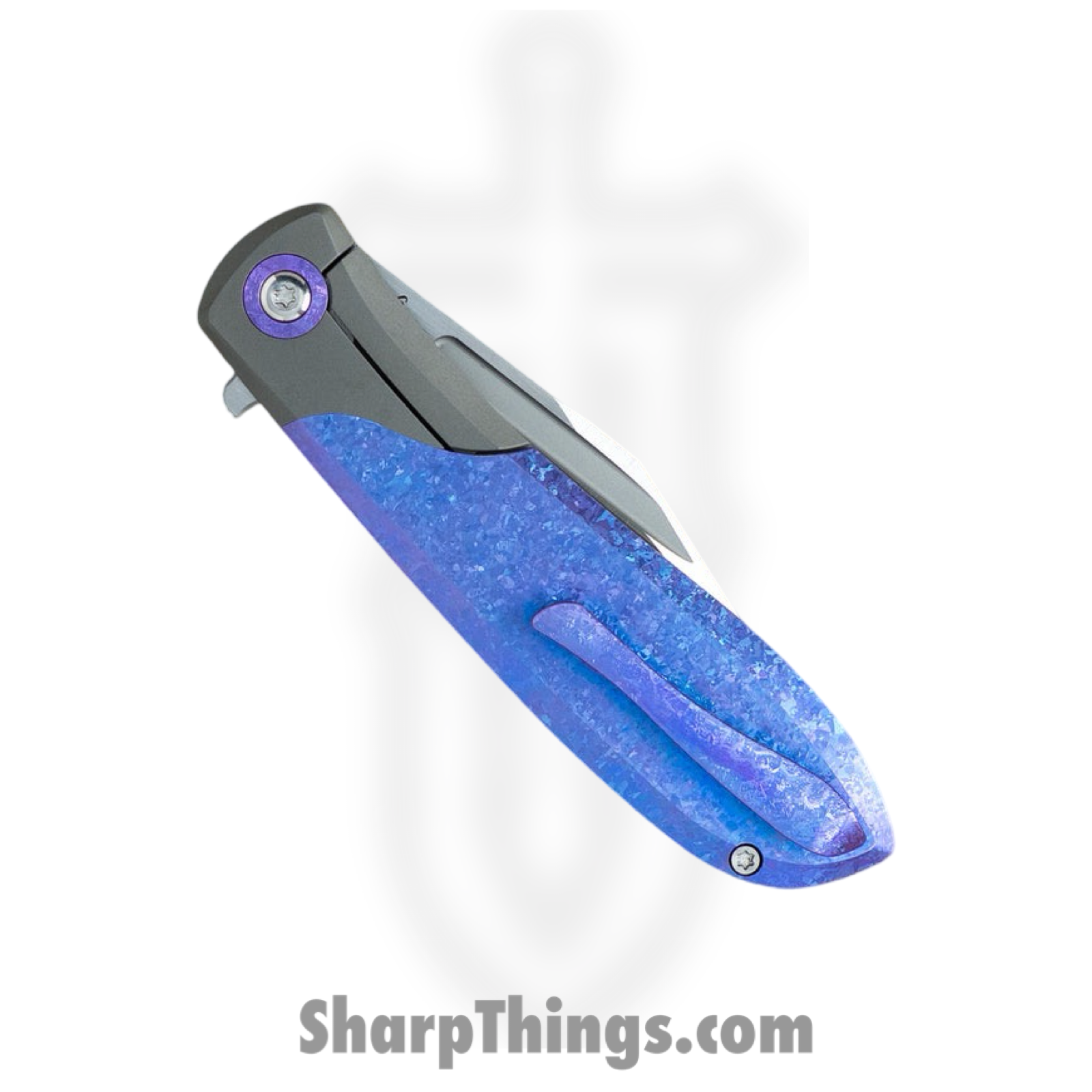 Jack Wolf Knives - SCUFF-01-TITAN-BLURPLE - Scuffle - Folding Knife - S90V Satin Clip Point - Crystalized Titanium - Blurple - Image 2