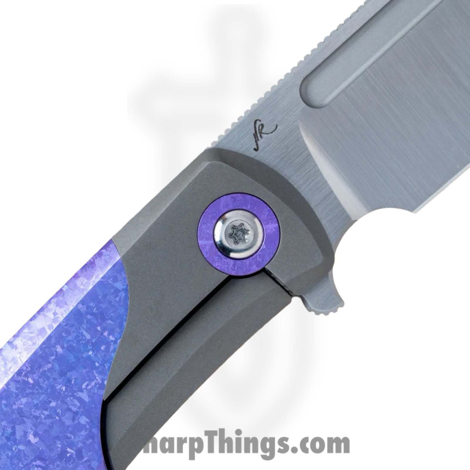 Jack Wolf Knives - SCUFF-01-TITAN-BLURPLE - Scuffle - Folding Knife - S90V Satin Clip Point - Crystalized Titanium - Blurple - Image 3