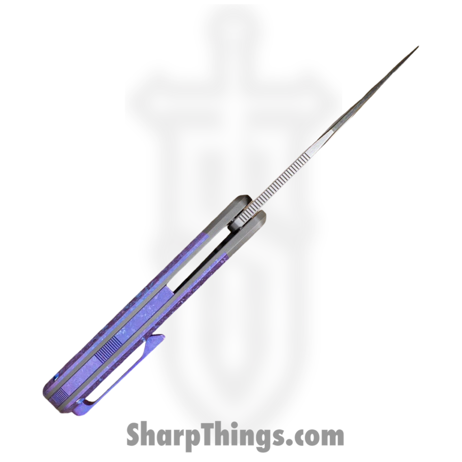 Jack Wolf Knives - SCUFF-01-TITAN-BLURPLE - Scuffle - Folding Knife - S90V Satin Clip Point - Crystalized Titanium - Blurple - Image 4