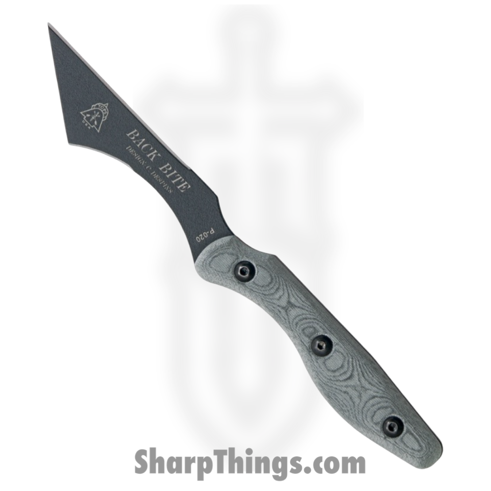 Tops - TPBBITE01 - Back Bite - Fixed Blade Knife - 1095 Cro-Van Coated Modified Tanto - Linen Micarta - Gray