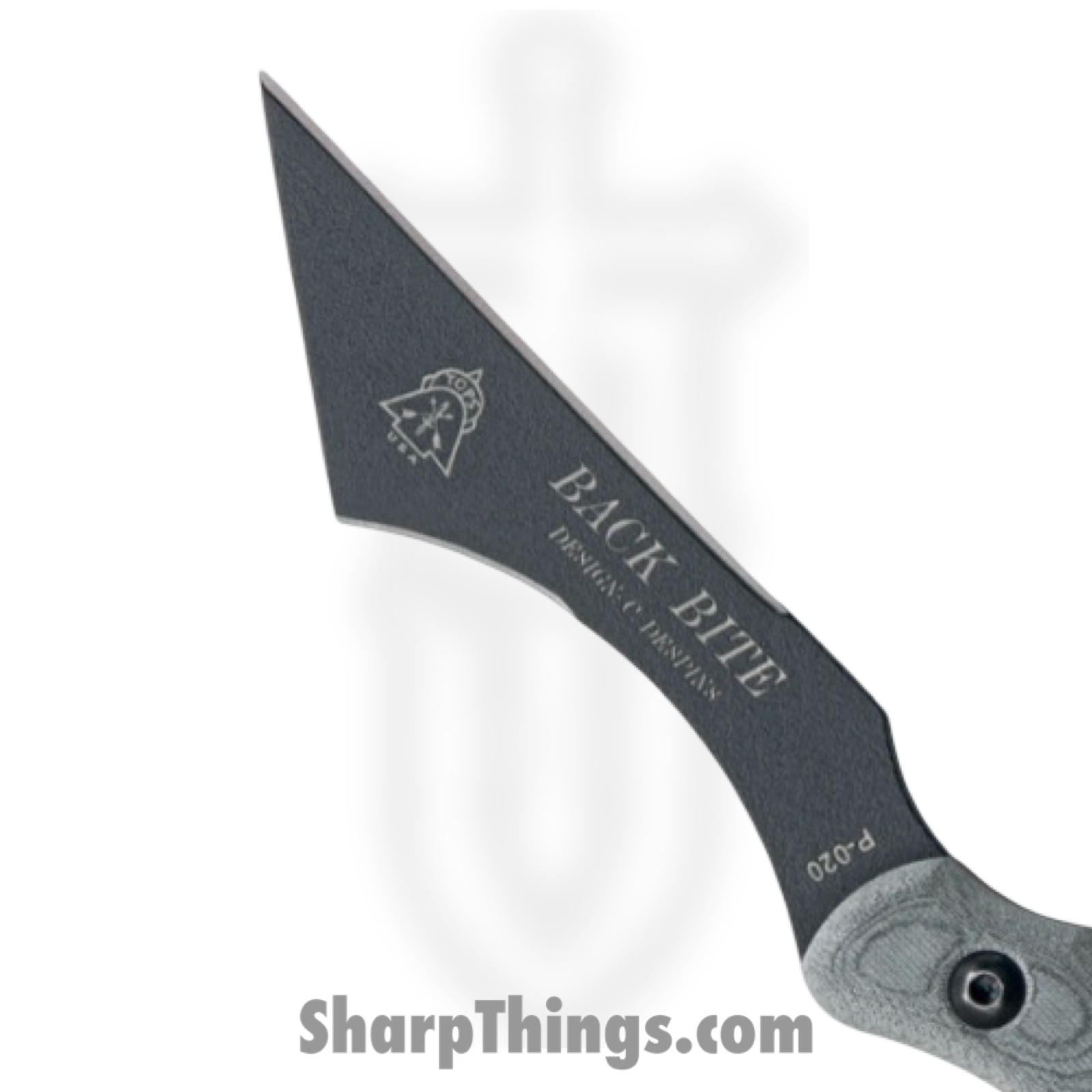 Tops - TPBBITE01 - Back Bite - Fixed Blade Knife - 1095 Cro-Van Coated Modified Tanto - Linen Micarta - Gray - Image 3