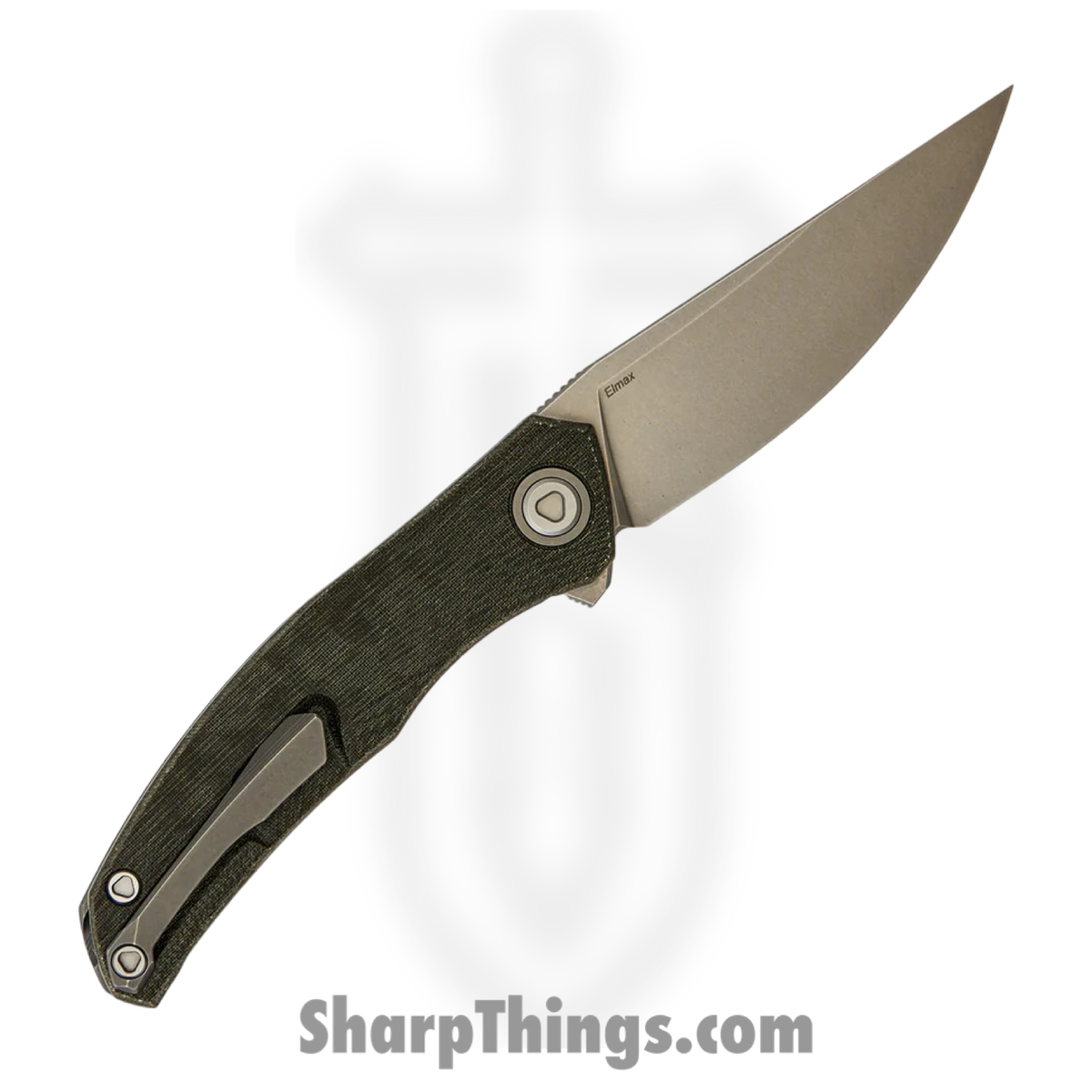 Shirogorov Knives - SHI-Q95-GRNM - Ursus Q95 - Folding Knife - ELMAX Stonewash Upswept - Micarta - Green - Image 2