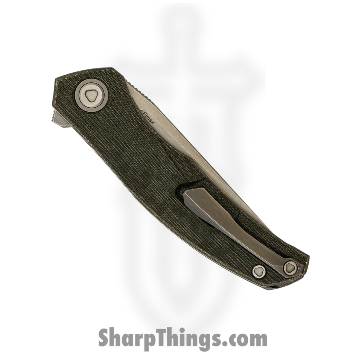 Shirogorov Knives - SHI-Q95-GRNM - Ursus Q95 - Folding Knife - ELMAX Stonewash Upswept - Micarta - Green - Image 4