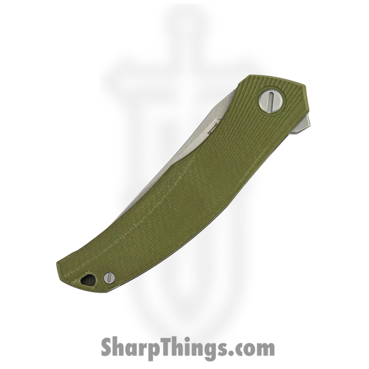 Shirogorov Knives - SHI-URS-QM-OGG10 - Ursus Quantium - Folding Knife - Cromax PM Stonewash Upswept - Titanium G10 Inlay - Grey Olive Green - Image 3