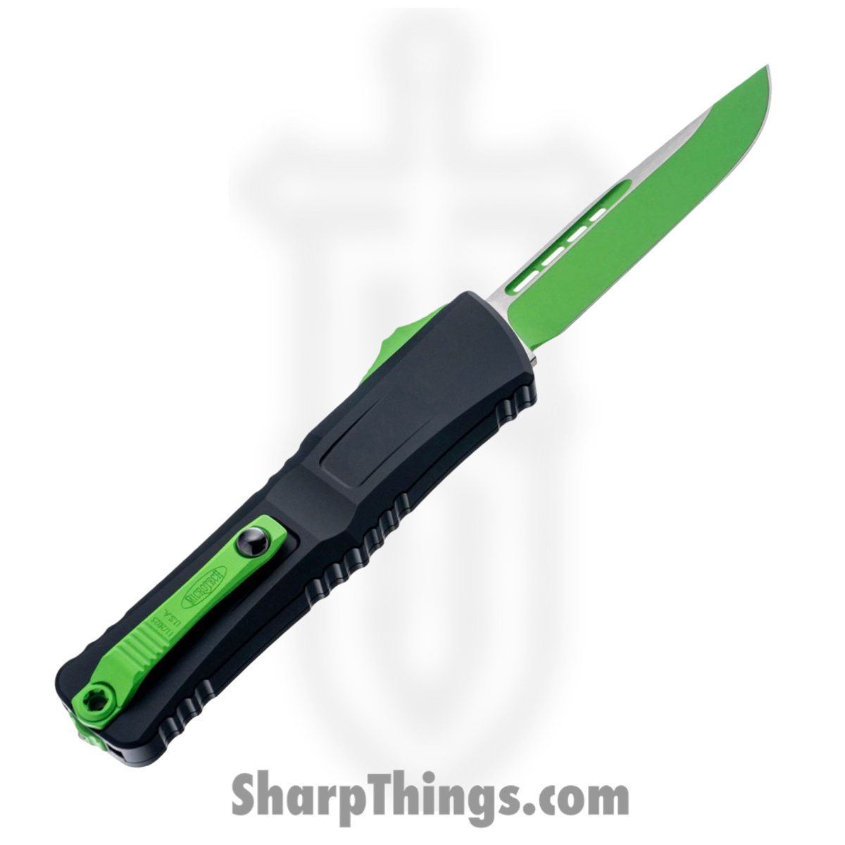 Microtech - 1143-1 GMSK - Combat Troodon Gen III - OTF Auto - M390MK Coated Drop Point - 6061-T6 Aluminum - Black|Green - Image 2