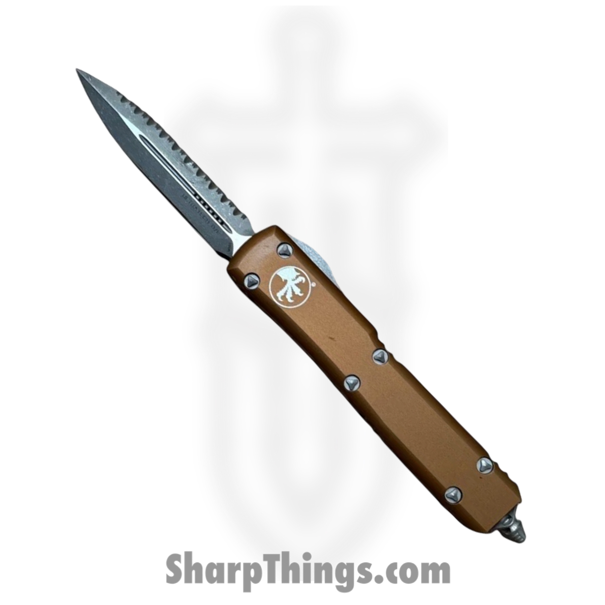 Microtech - 122-12 APTA - Ultratech - OTF Auto - M390MK Apocalyptic Double Edge - 6061-T6 Aluminum - Tan