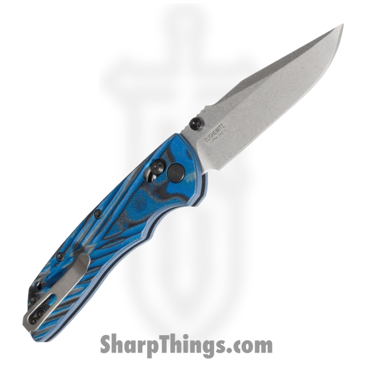 Hogue Knives - 24273 - Deka - Folding Knife - CPM 20CV Tumbled Clip Point - Crosshatch Texture G10 - G-Mascus® Blue - Image 2