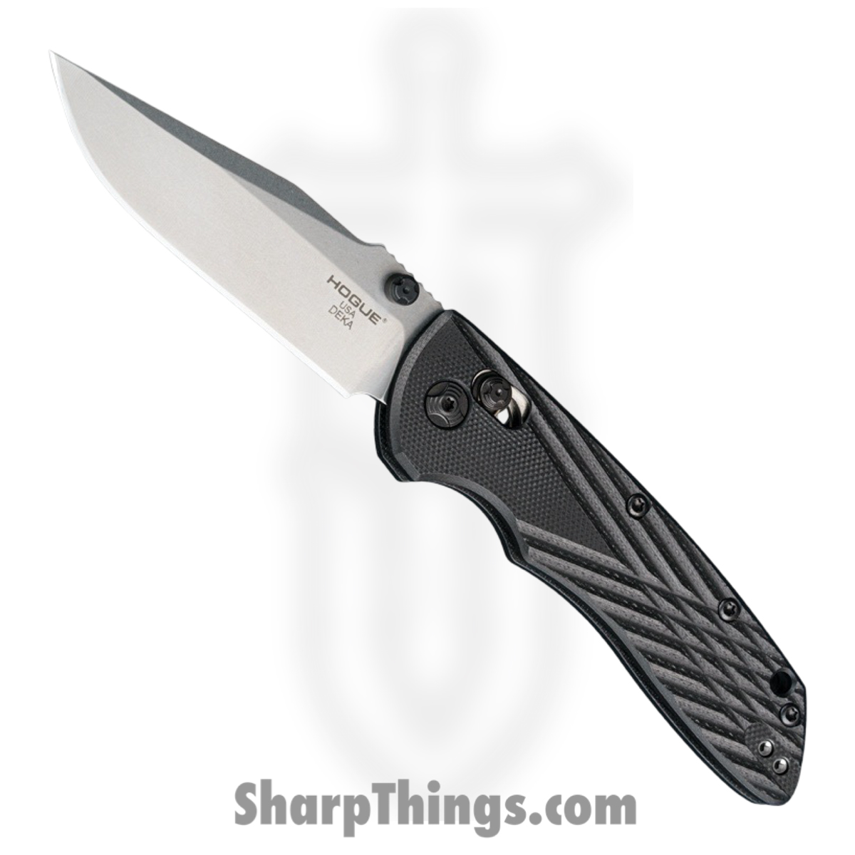 Hogue Knives - 24279 - Deka - Folding Knife - CPM 20CV Tumbled Clip Point - G10 - Black