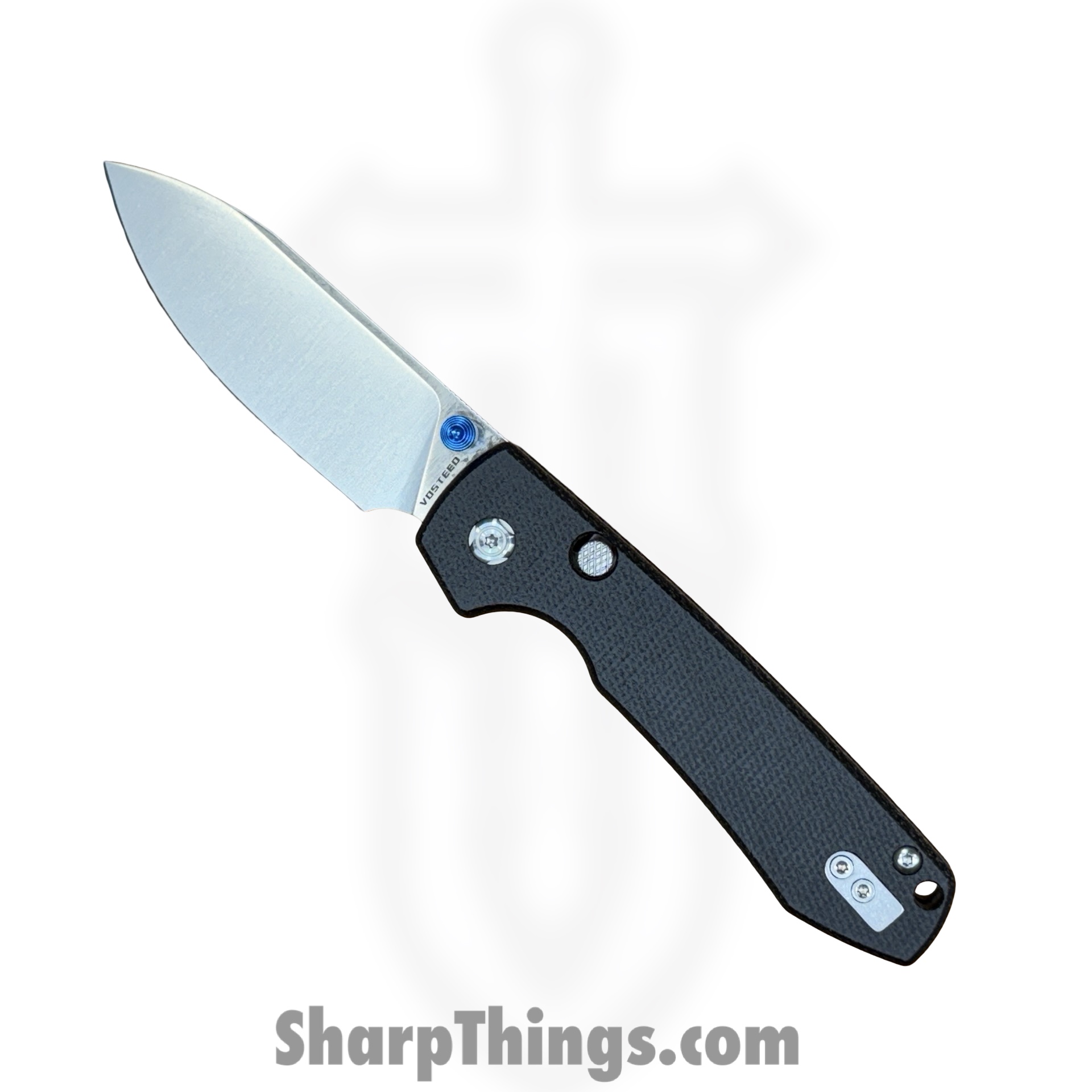 Vosteed - A2903 - Raccoon Top Linerlock Black - Folding Knife - 14C28N Satin Drop Point - Micarta - Black