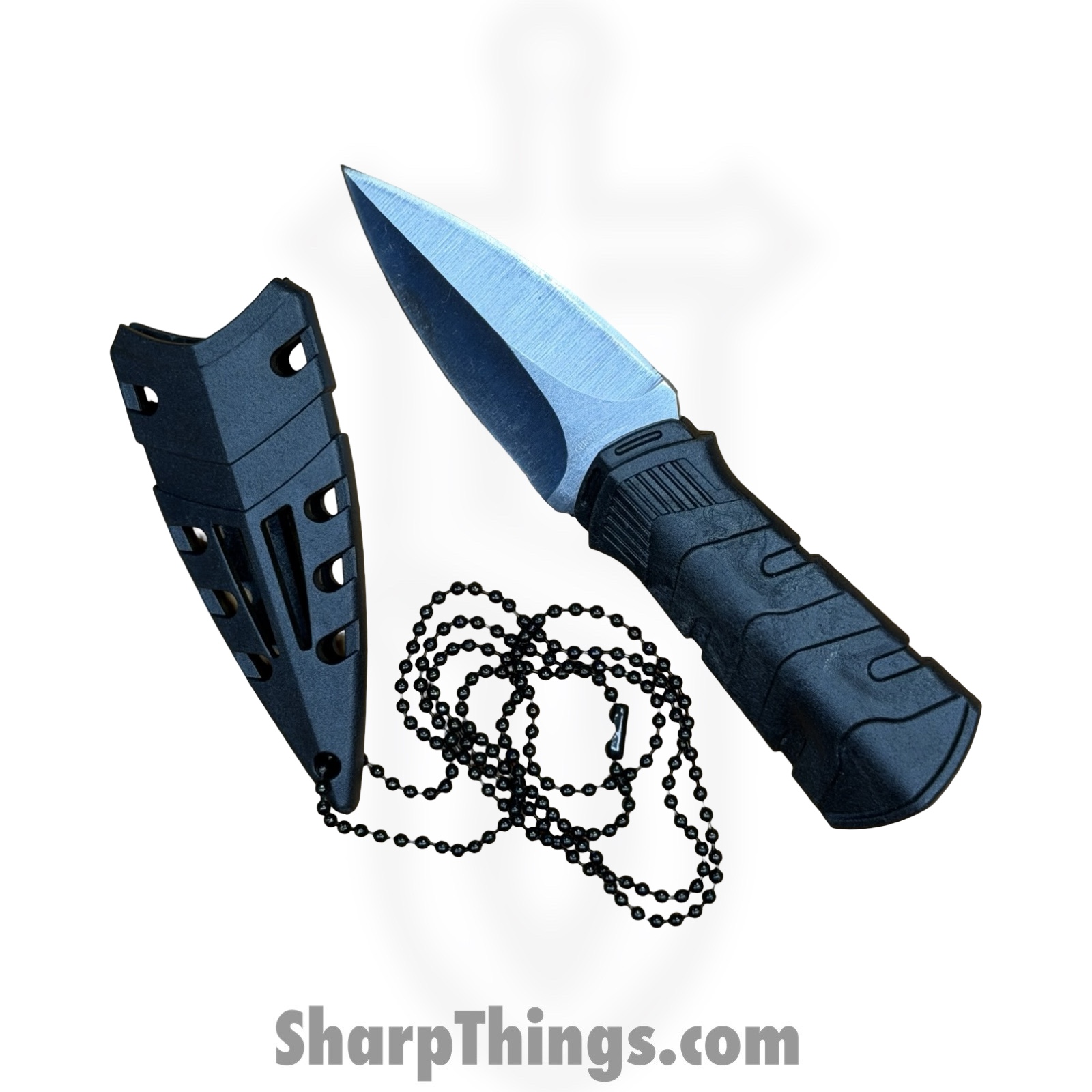 Combat Ready - CBR378 - Neck Knife - Fixed Blade Knife - Stainless Satin Dagger - Nylon - Black - Image 4