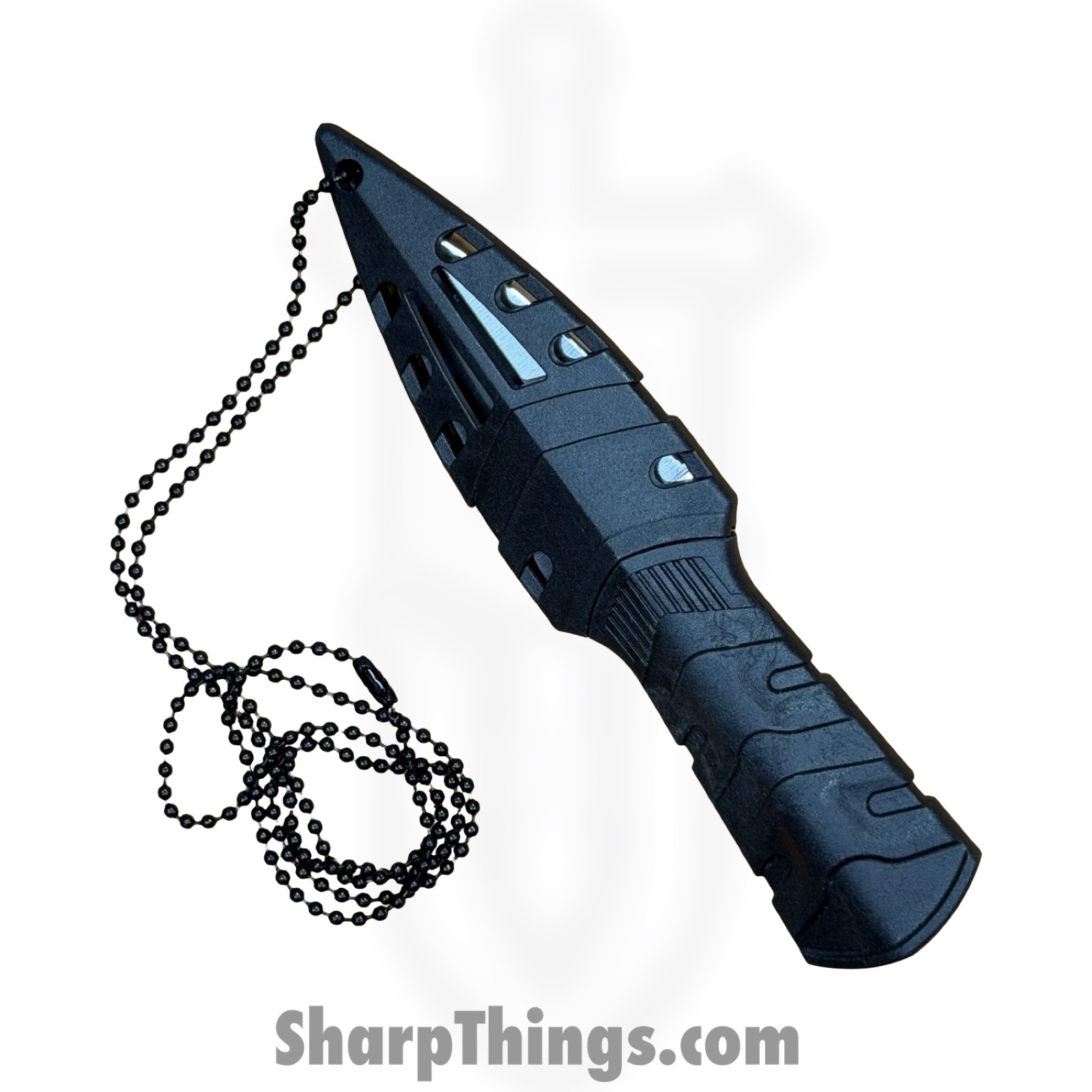 Combat Ready - CBR378 - Neck Knife - Fixed Blade Knife - Stainless Satin Dagger - Nylon - Black - Image 3