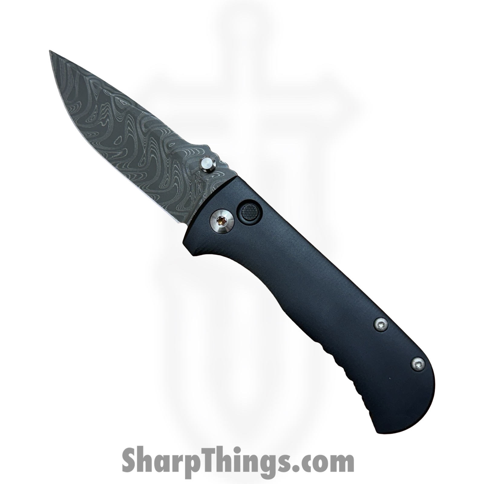 Defiant 7 - D7-TALOS-DAM - Talos - Folding Knife - Nichols Black Boomerang Damascus Drop Point - Titanium - Black