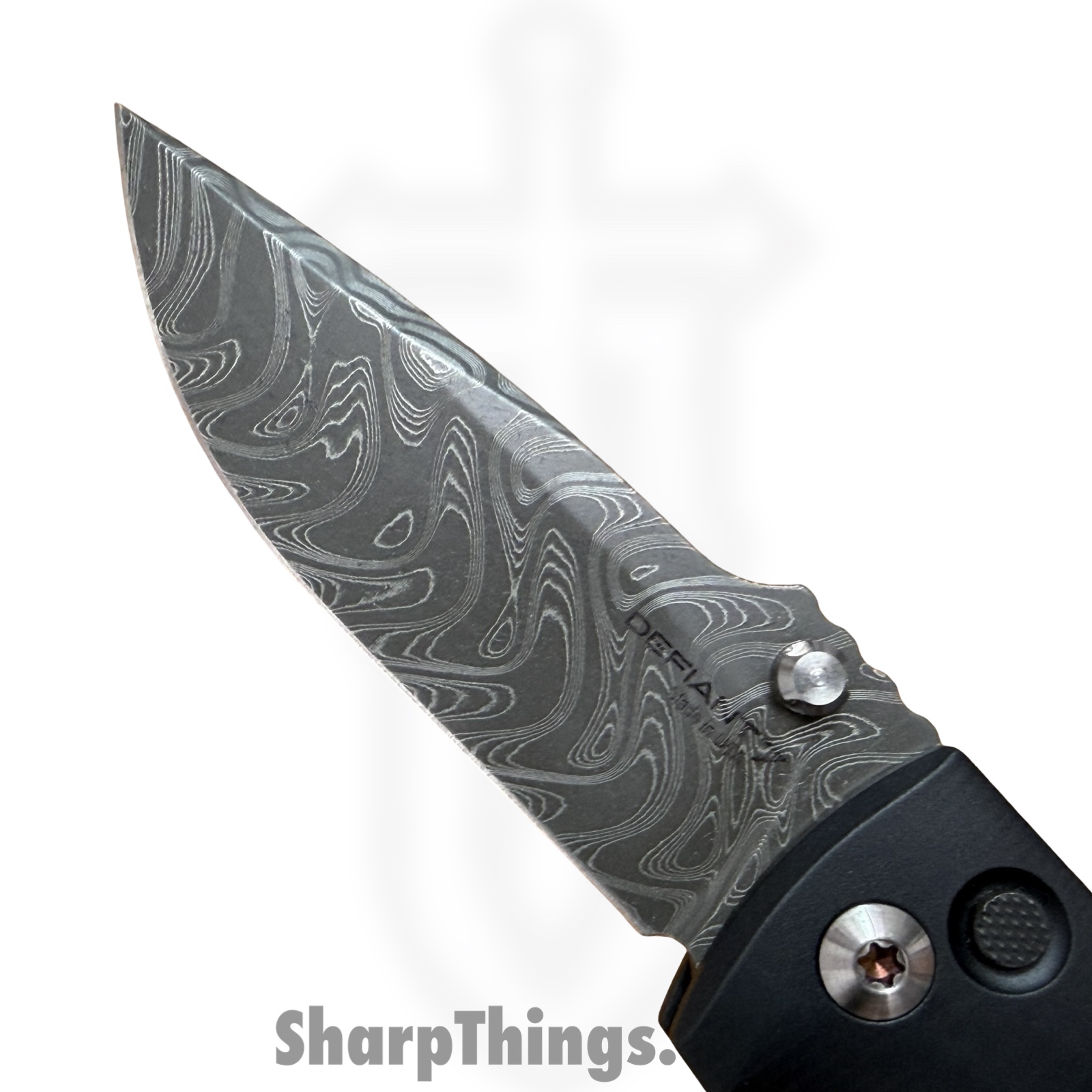 Defiant 7 - D7-TALOS-DAM - Talos - Folding Knife - Nichols Black Boomerang Damascus Drop Point - Titanium - Black - Image 6