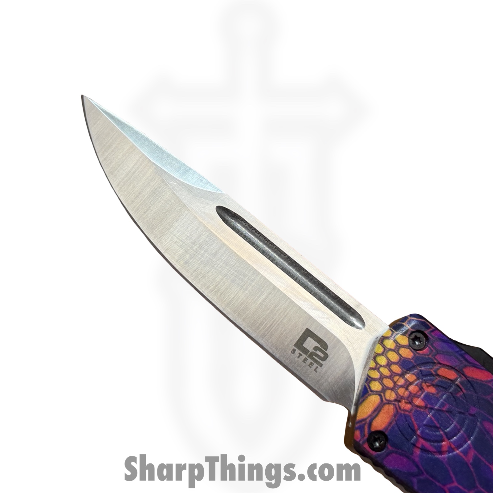 Atomic Knives - WNS-DT01SCMPDP - UltraLite ATOMIC - OTF Auto - D2 Satin Drop Point - Aluminum - Snake Camo - Image 6