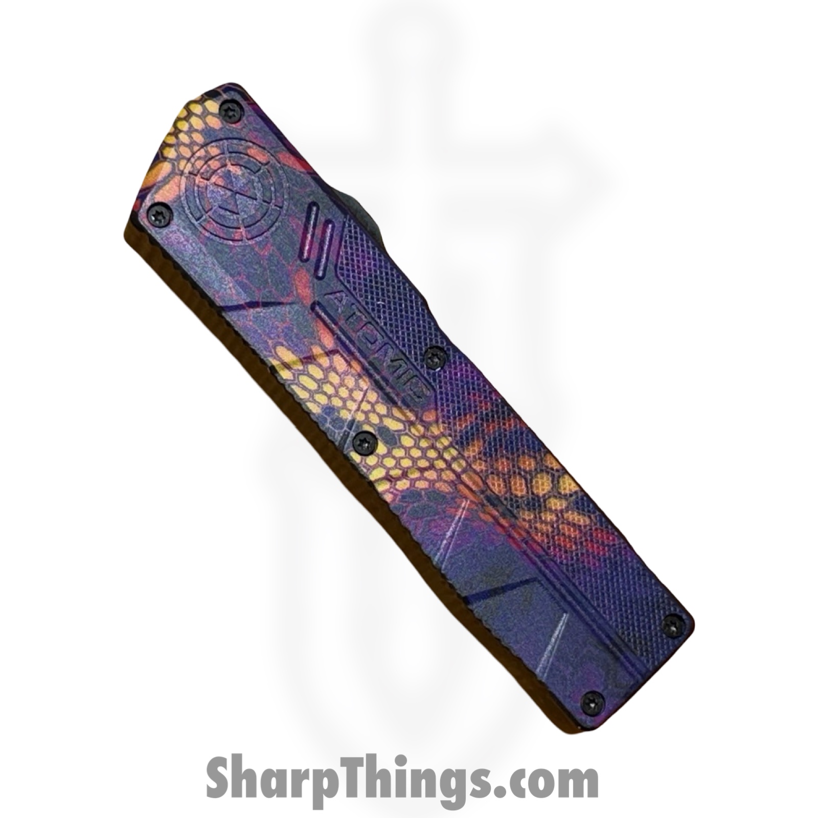 Atomic Knives - WNS-DT01SCMPDP - UltraLite ATOMIC - OTF Auto - D2 Satin Drop Point - Aluminum - Snake Camo - Image 4