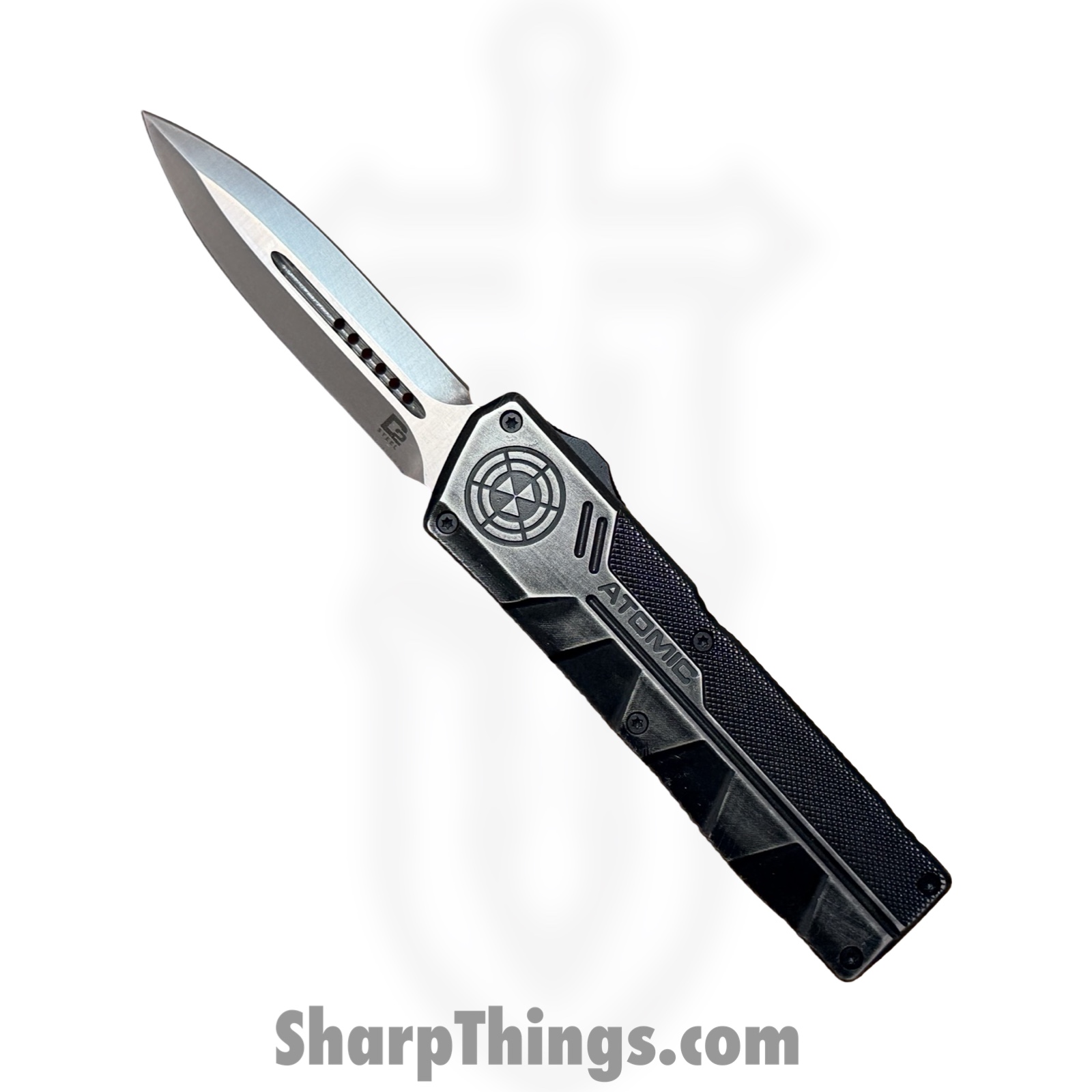 Atomic Knives - WNS-DT01SWDE - UltraLite ATOMIC - OTF Auto - D2 Stonewash Dagger - Aluminum - Stonewash