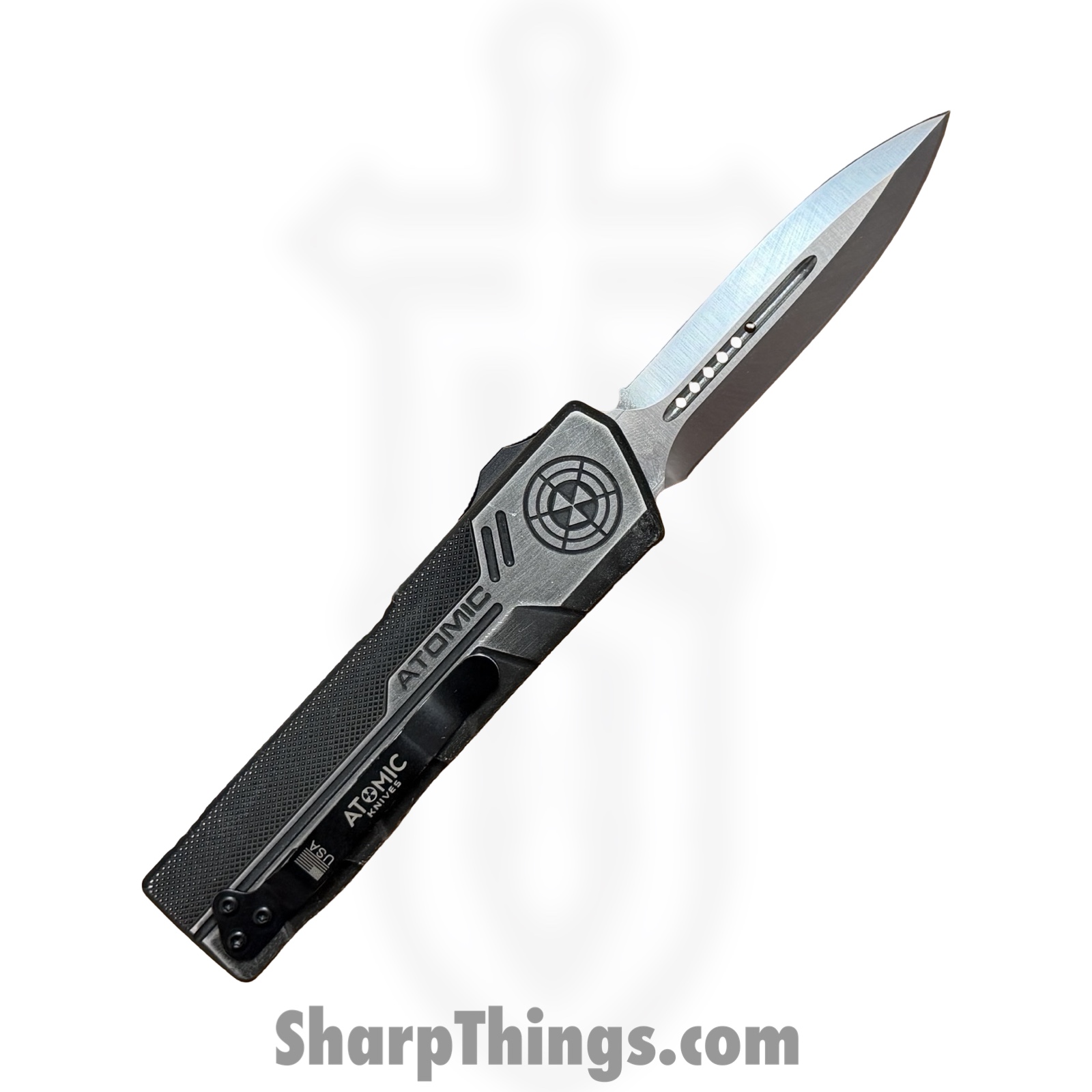 Atomic Knives - WNS-DT01SWDE - UltraLite ATOMIC - OTF Auto - D2 Stonewash Dagger - Aluminum - Stonewash - Image 2