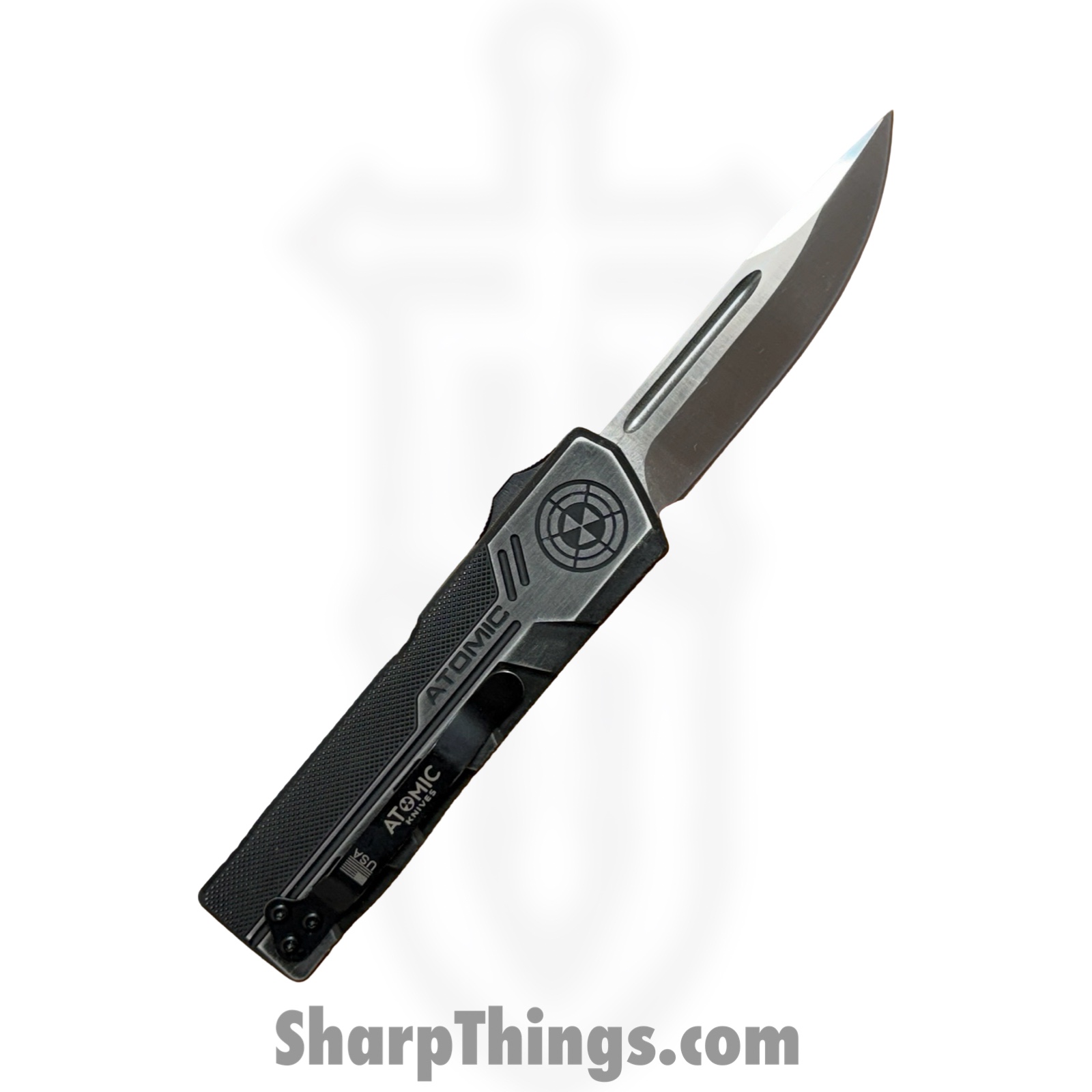 Atomic Knives - WNS-DT01SWDP - UltraLite ATOMIC - OTF Auto - D2 Stonewash Drop Point - Aluminum - Stonewash - Image 2