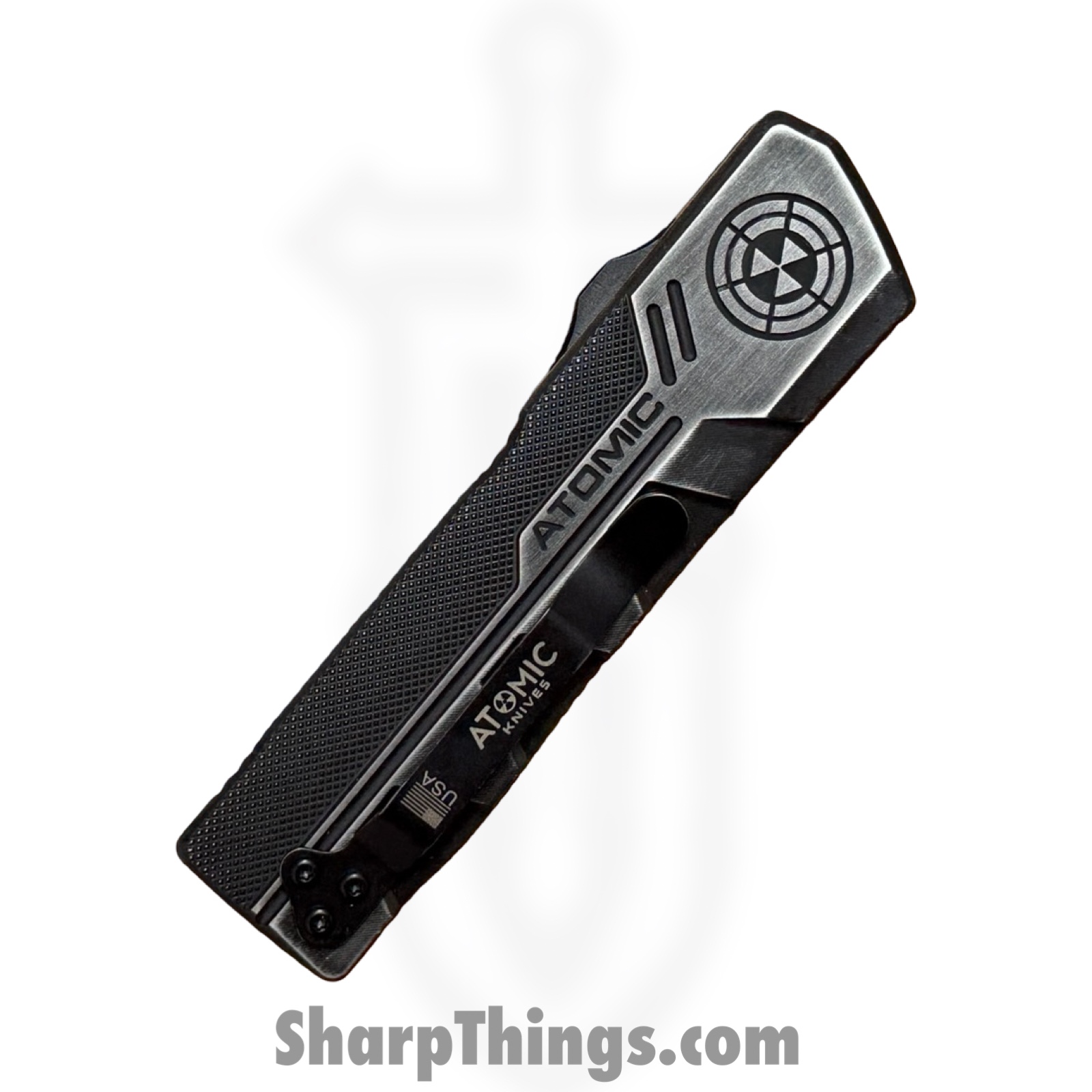 Atomic Knives - WNS-DT01SWDP - UltraLite ATOMIC - OTF Auto - D2 Stonewash Drop Point - Aluminum - Stonewash - Image 5