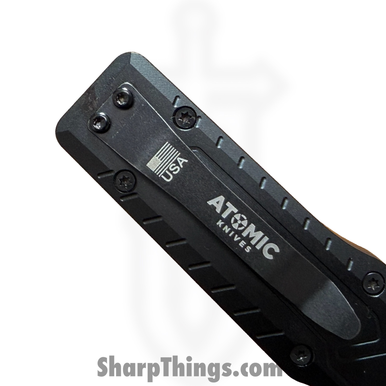 Atomic Knives - WNS-DT05BK - UltraLite ATOMIC - OTF Auto - D2 Coated Drop Point - Aluminum and CF - Black - Image 3