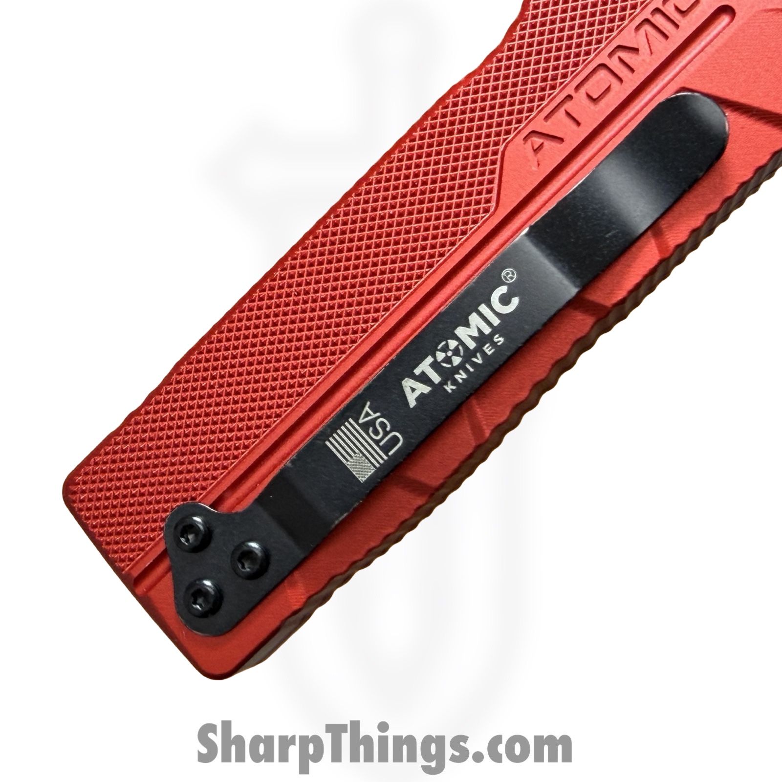 Atomic Knives - WNS-DT01RDDP - UltraLite ATOMIC - OTF Auto - D2 Satin Drop Point - Aluminum - Red - Image 4