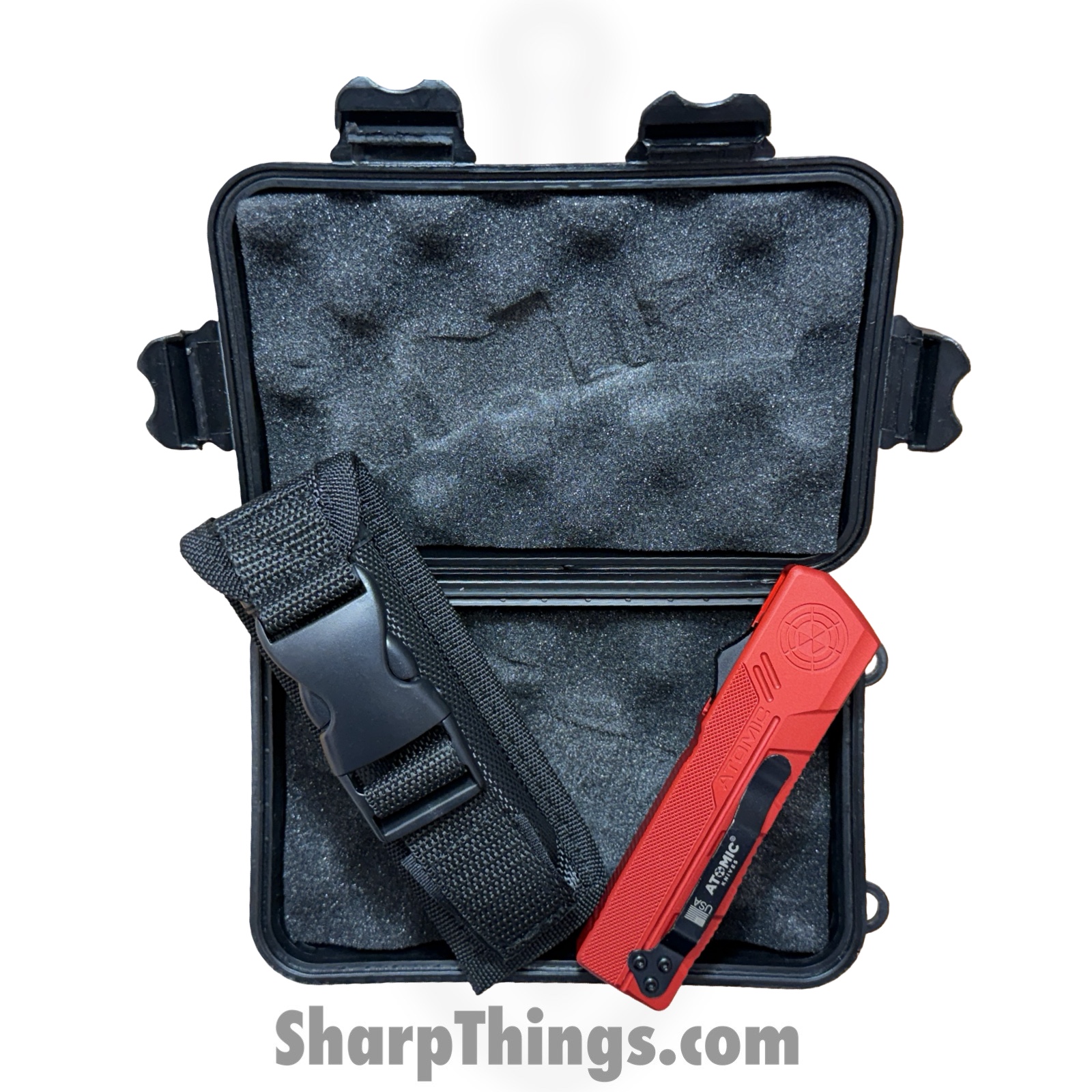 Atomic Knives - WNS-DT01RDTN - UltraLite ATOMIC - OTF Auto - D2 Satin Tanto - Aluminum - Red - Image 11