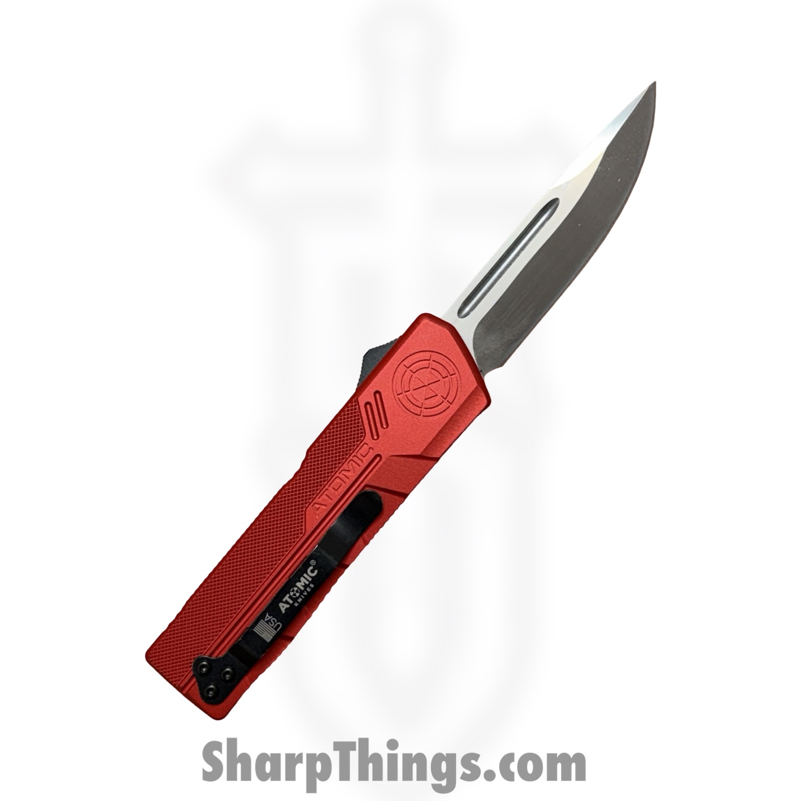 Atomic Knives - WNS-DT01RDDP - UltraLite ATOMIC - OTF Auto - D2 Satin Drop Point - Aluminum - Red - Image 2