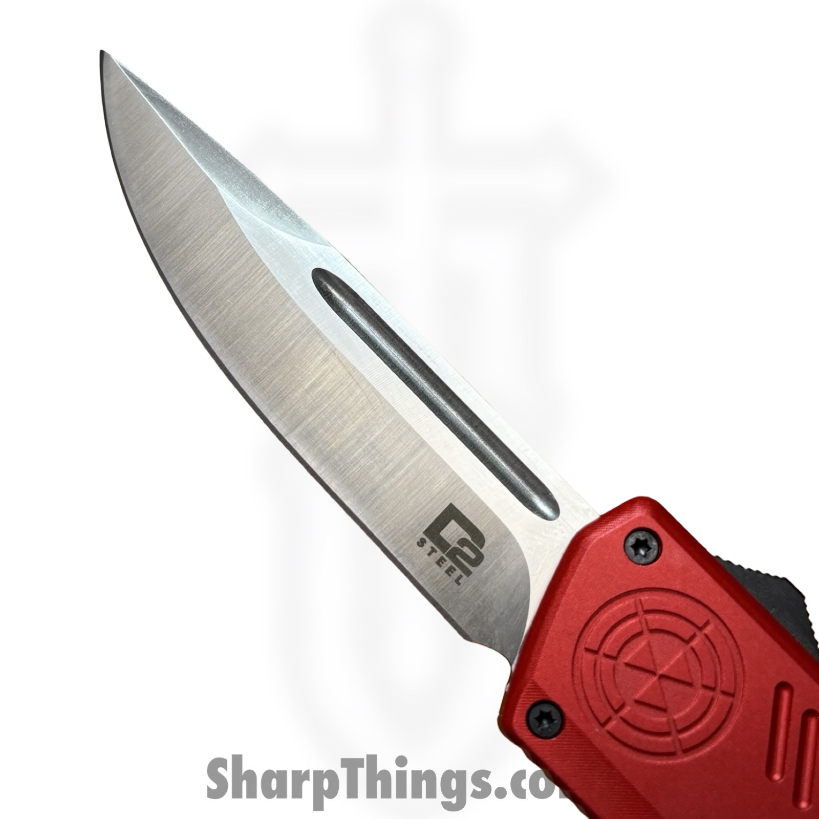 Atomic Knives - WNS-DT01RDDP - UltraLite ATOMIC - OTF Auto - D2 Satin Drop Point - Aluminum - Red - Image 10
