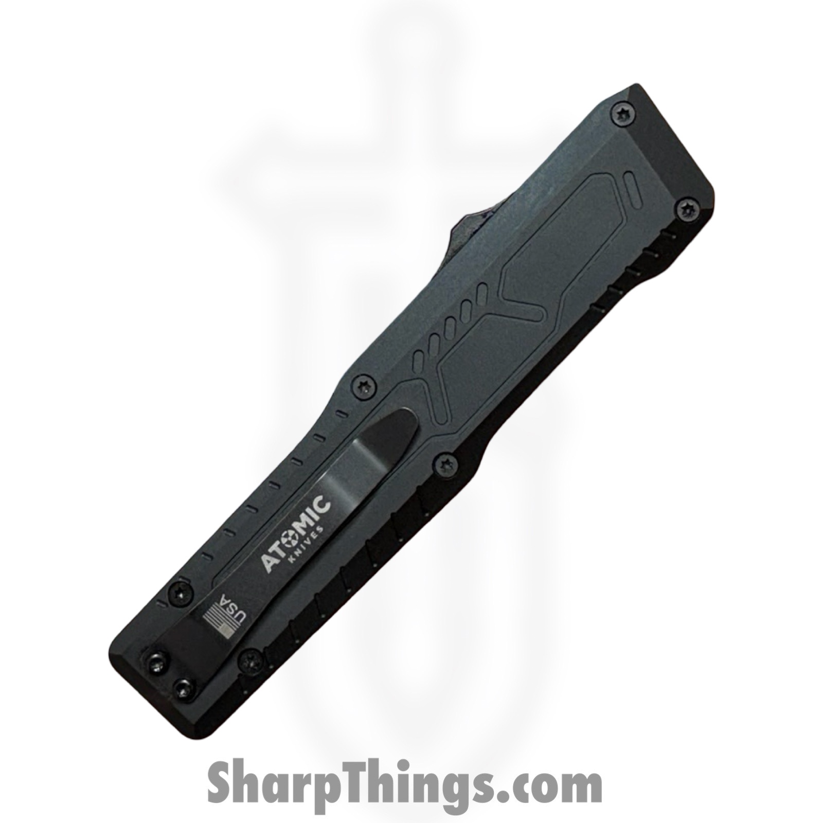 Atomic Knives - WNS-DT05BK - UltraLite ATOMIC - OTF Auto - D2 Coated Drop Point - Aluminum and CF - Black - Image 7