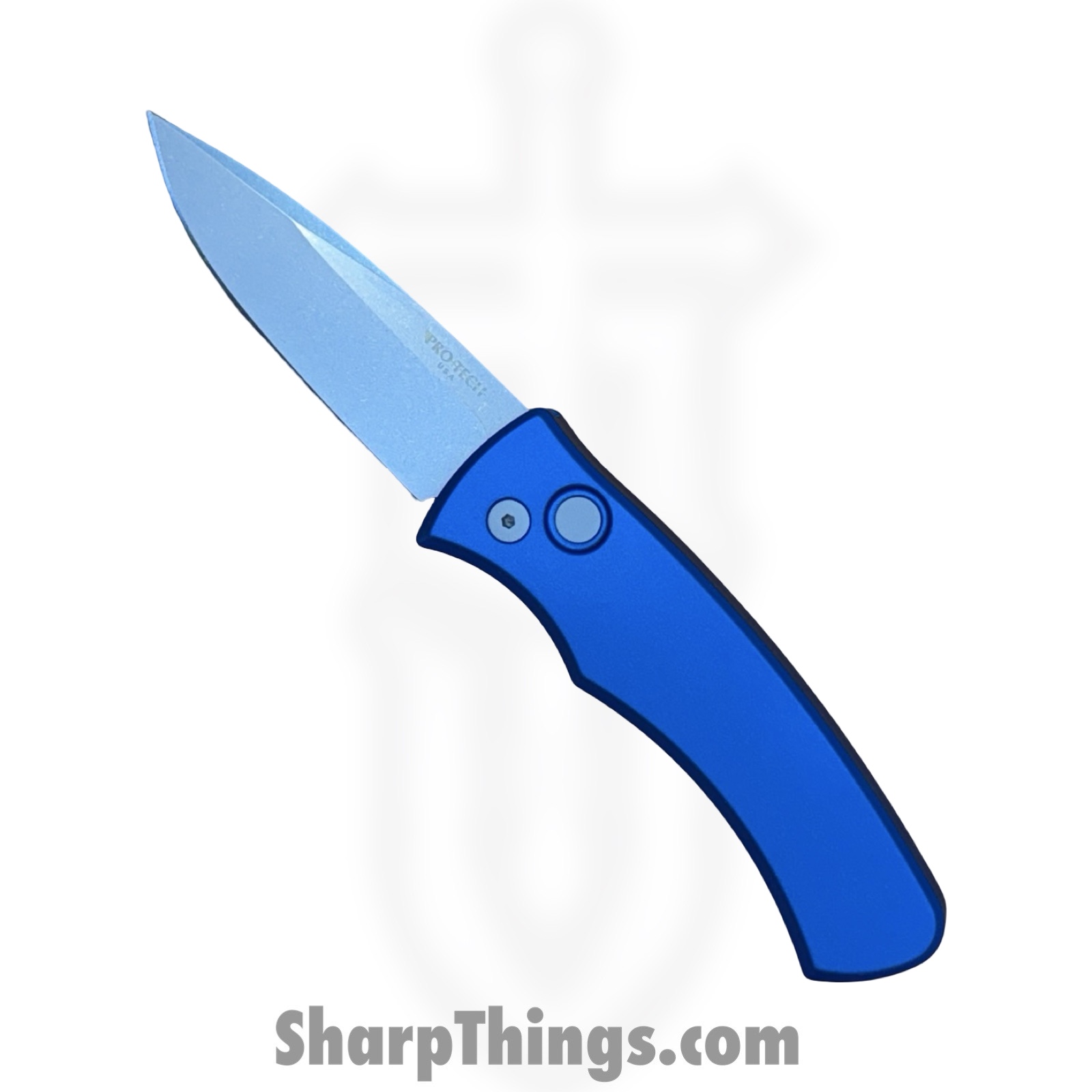 ProTech - DUKE2101-BLUE - DUKE 2 - Automatic Knife - CPM MagnaCut Stonewash Drop Point - Aluminum - Blue