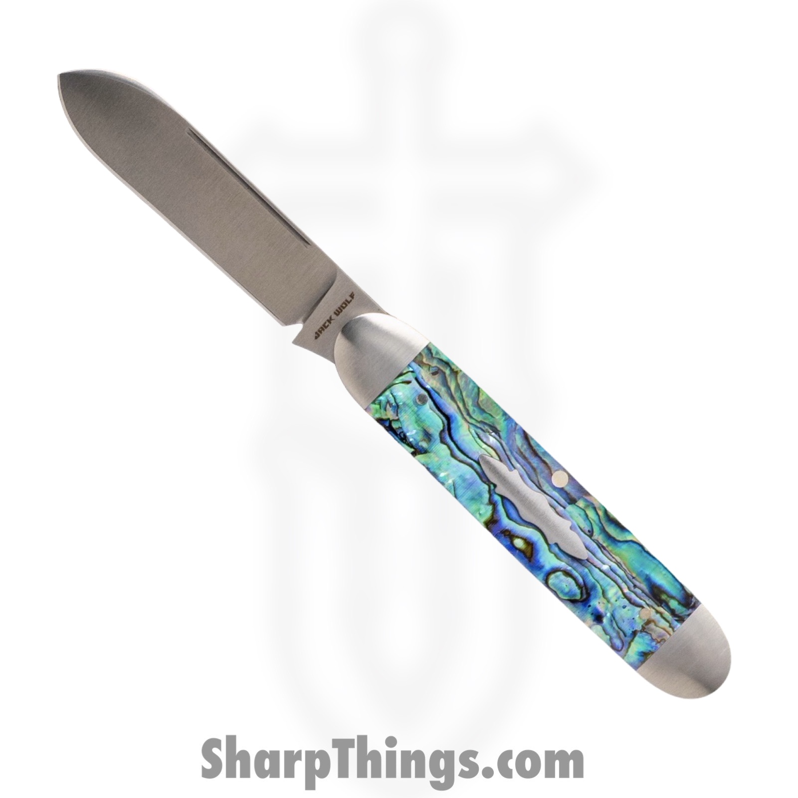 Jack Wolf Knives - EQEND-ABAL - Equal End - Folding Knife - 14C28N Drop Spear - Abalone - Multi-Color