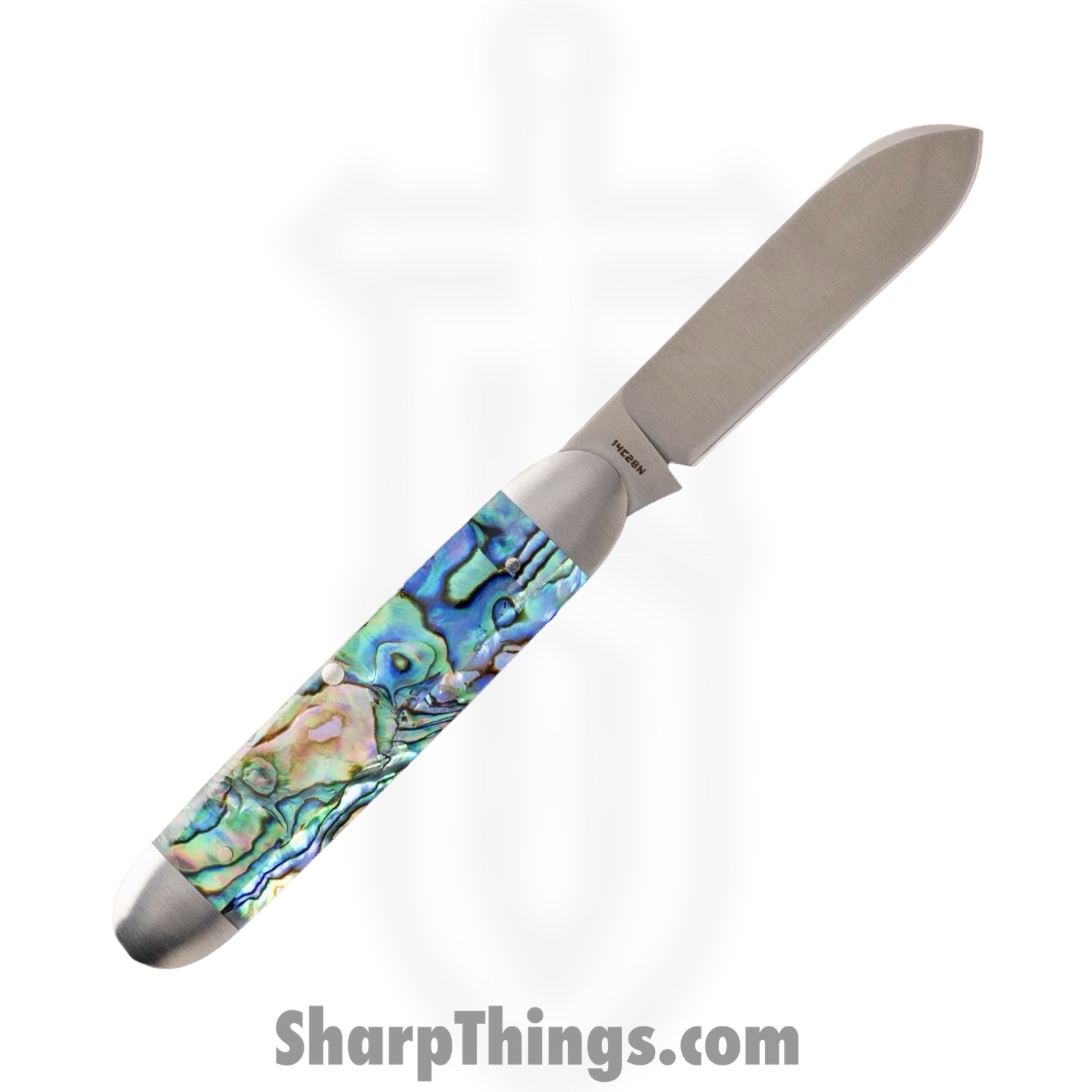 Jack Wolf Knives - EQEND-ABAL - Equal End - Folding Knife - 14C28N Drop Spear - Abalone - Multi-Color - Image 2