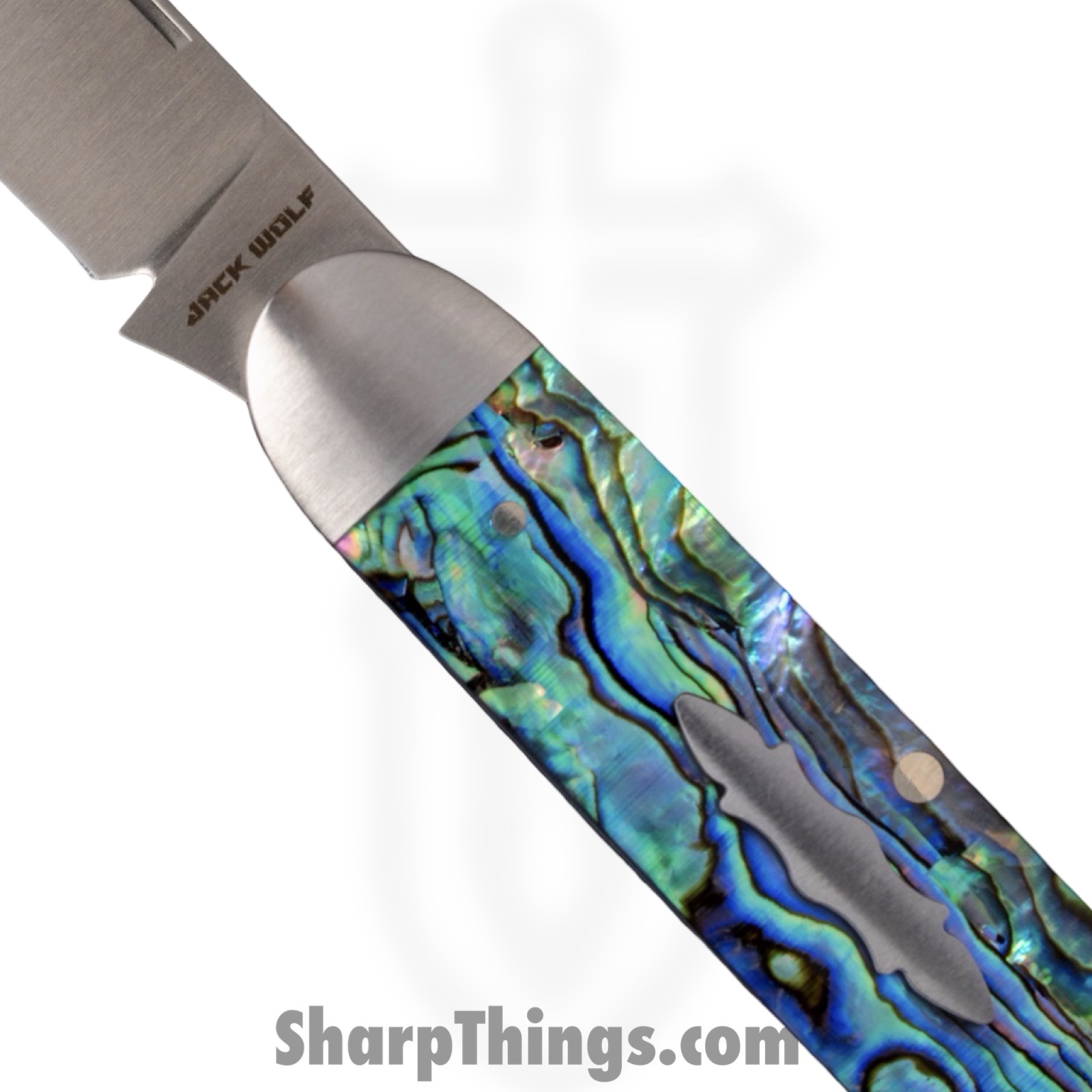 Jack Wolf Knives - EQEND-ABAL - Equal End - Folding Knife - 14C28N Drop Spear - Abalone - Multi-Color - Image 5