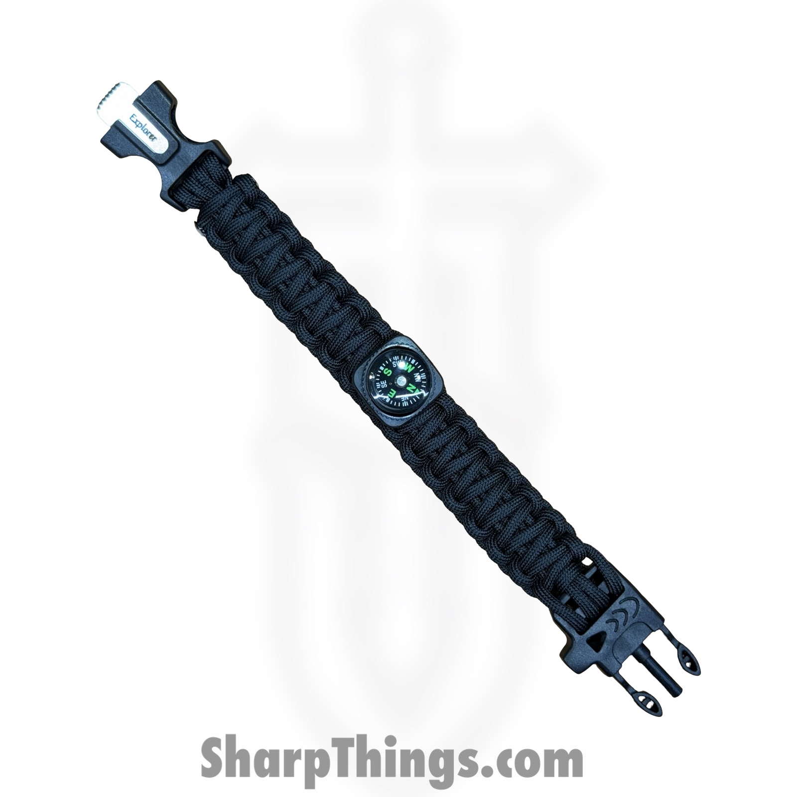 Explorer - EXP61 - Paracord Bracelet With Compass - Black - Image 2