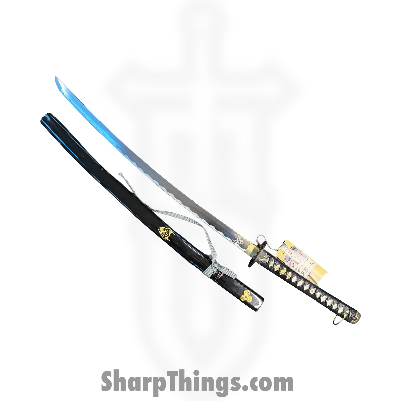 Hattori Hanzo - F-320-E-Z - 42in Kill Bill Handmade Bill Katana - Fixed Blade Knife - 1045 HC Satin - Cord Wrapped - Black
