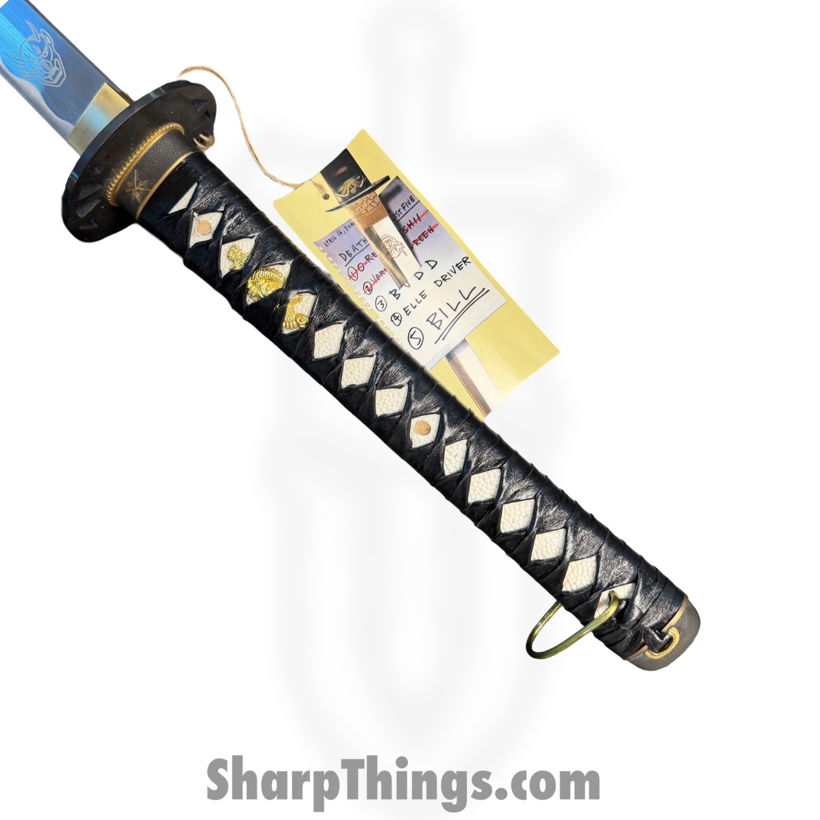 Hattori Hanzo - F-320-E-Z - 42in Kill Bill Handmade Bill Katana - Fixed Blade Knife - 1045 HC Satin - Cord Wrapped - Black - Image 5