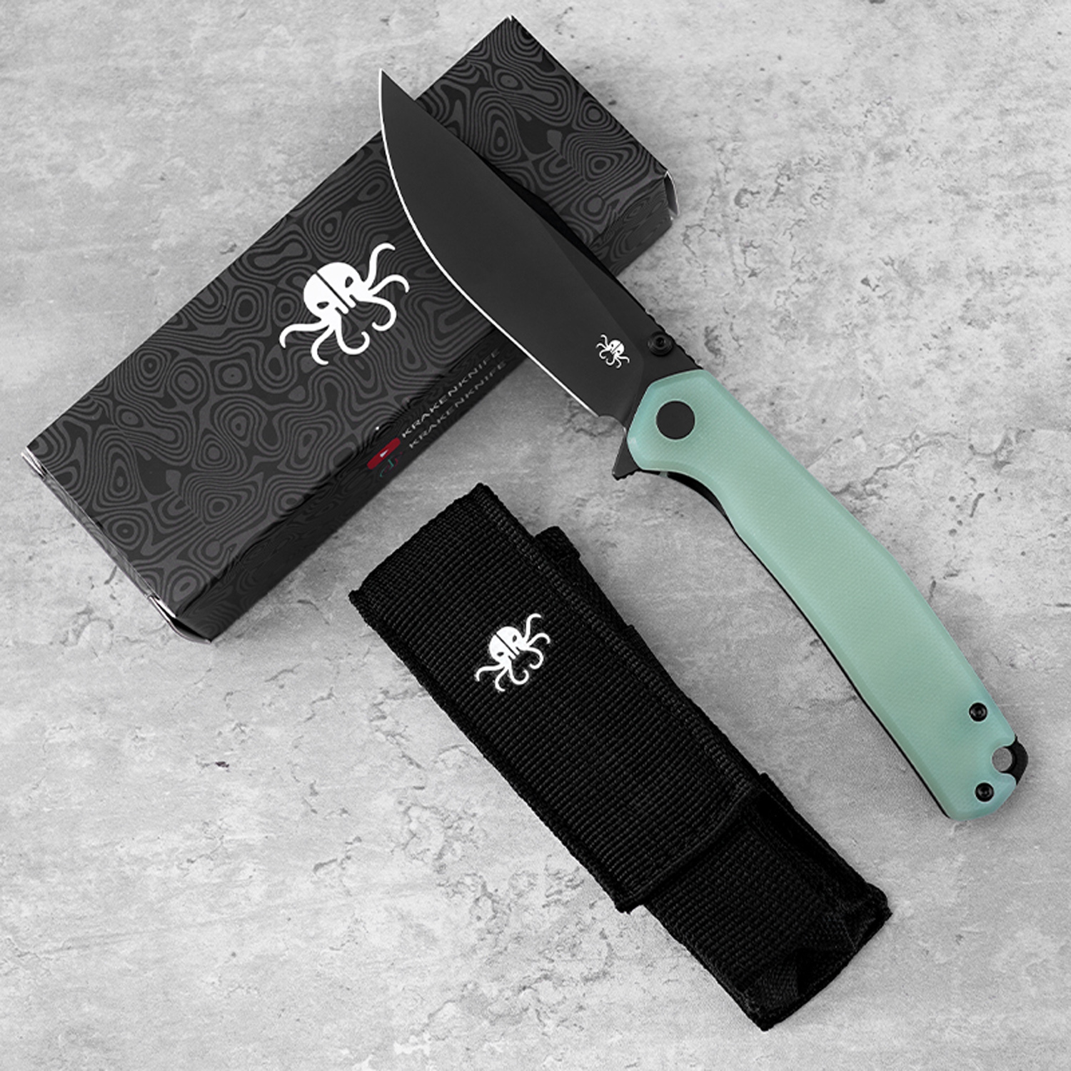 Klaken Knives - J335-JD-BK - The Lancet - Folding Knife - 14C28N Coated Clip Point - G10 - Jade - Image 9