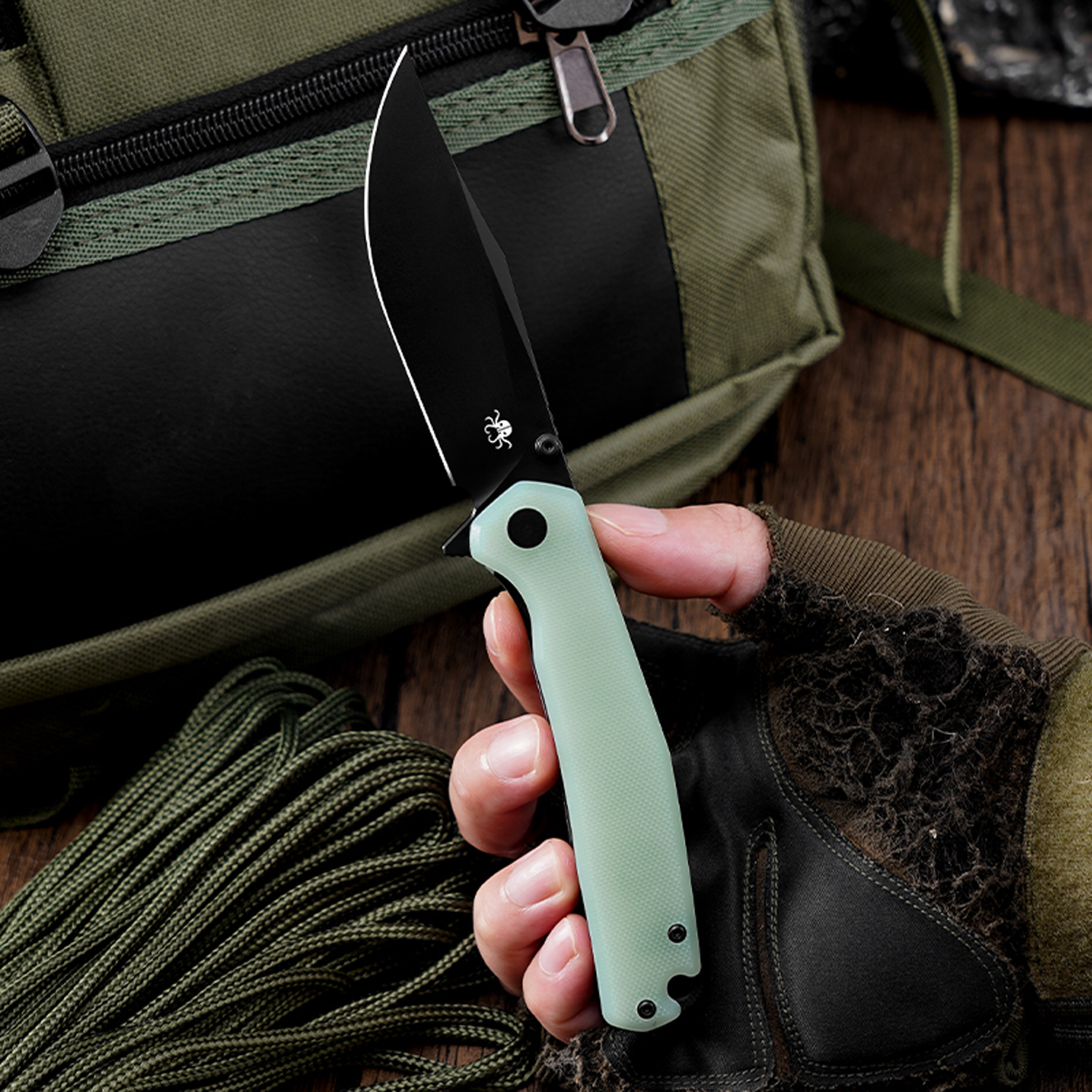 Klaken Knives - J335-JD-BK - The Lancet - Folding Knife - 14C28N Coated Clip Point - G10 - Jade - Image 7