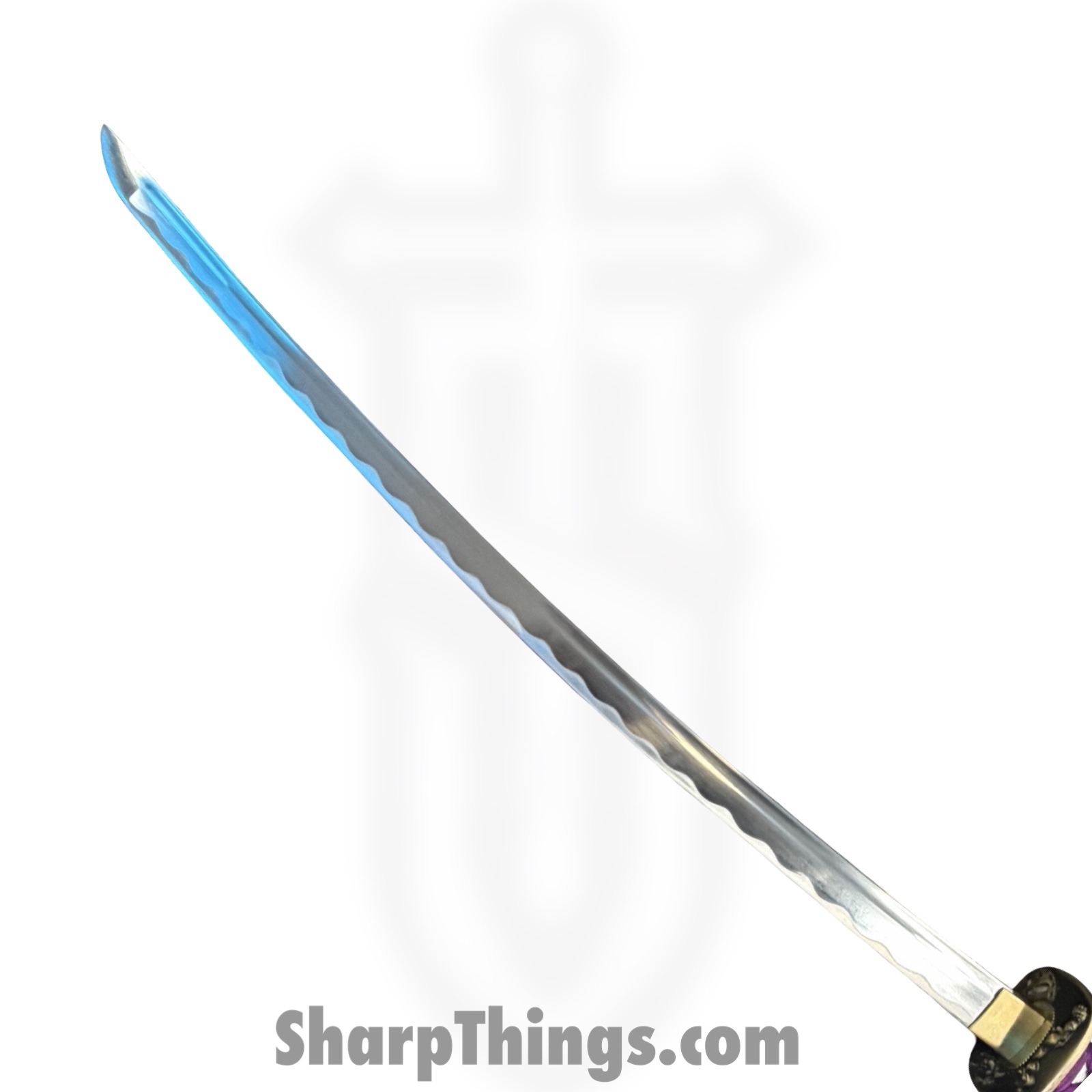 Onikiri - KON47 - 41in Handmade Lotus Katana - Fixed Blade Knife - 1045 HC Satin - Cord Wrapped - Purple - Image 3