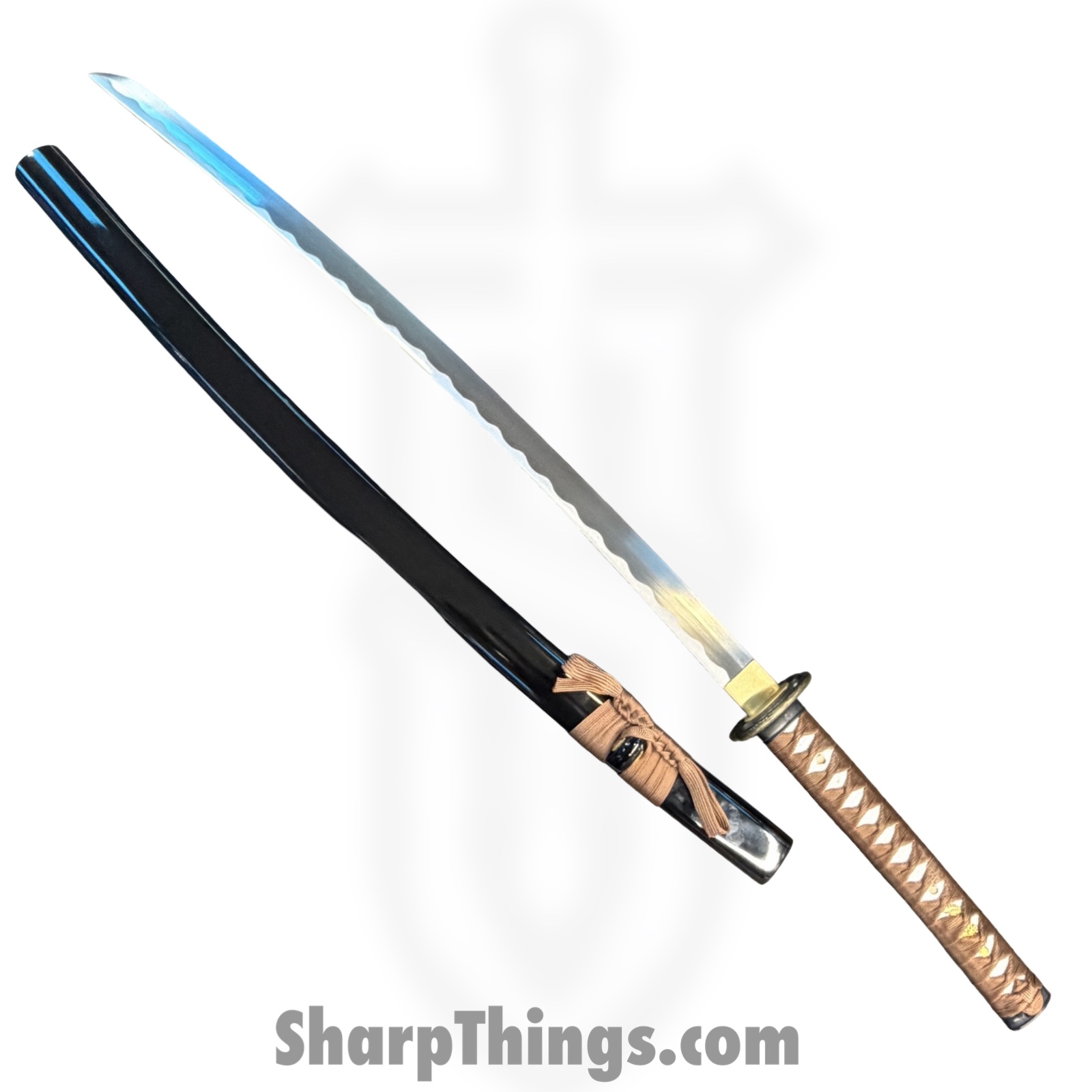 Onikiri - KON52 - 41in Sakabato - Fixed Blade Knife - 1045 HC Satin - Cord Wrapped - Jade