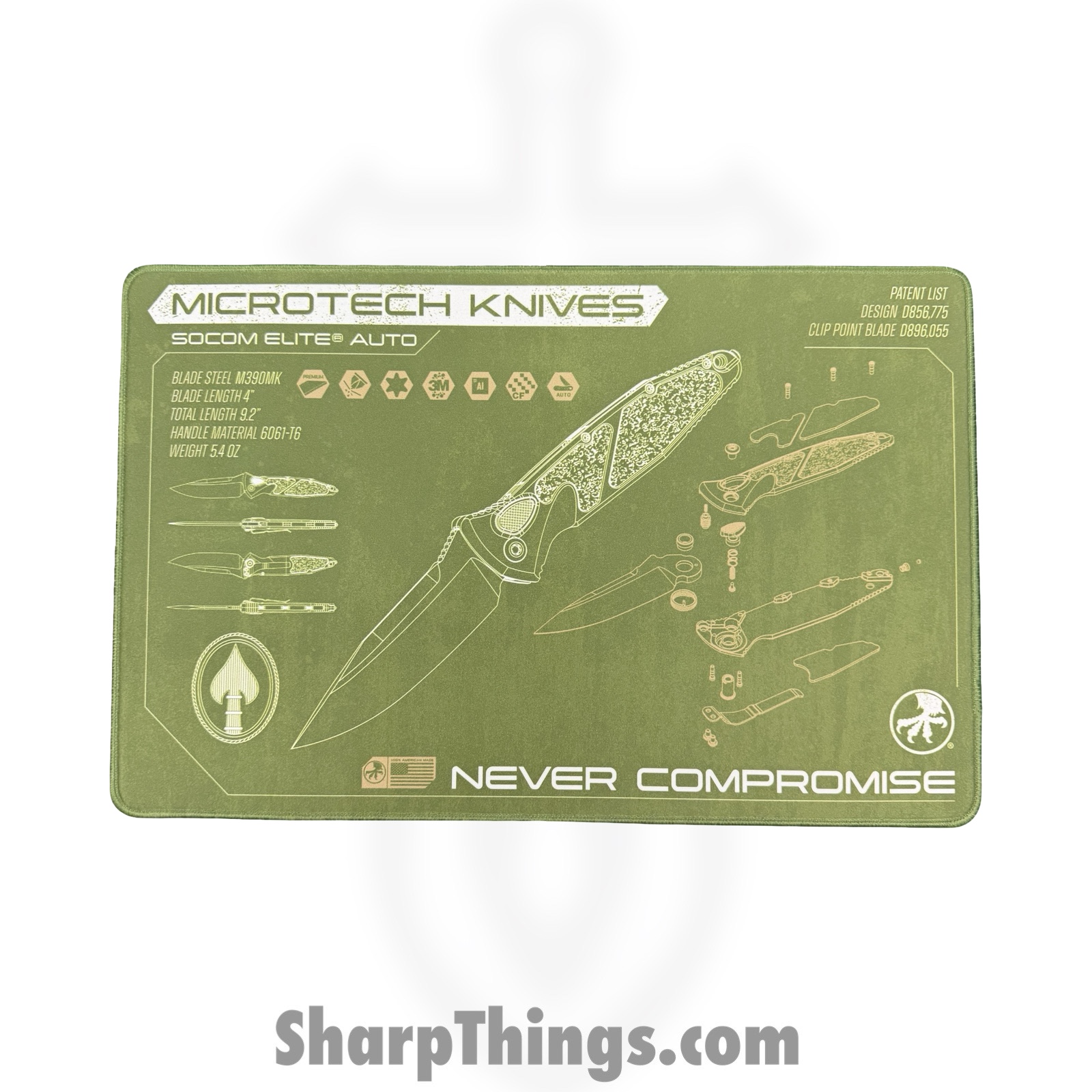 Microtech - MAT-SEA - Socom Elite Auto Mat - 11in x 17in - 5mm thick - non slip - Green