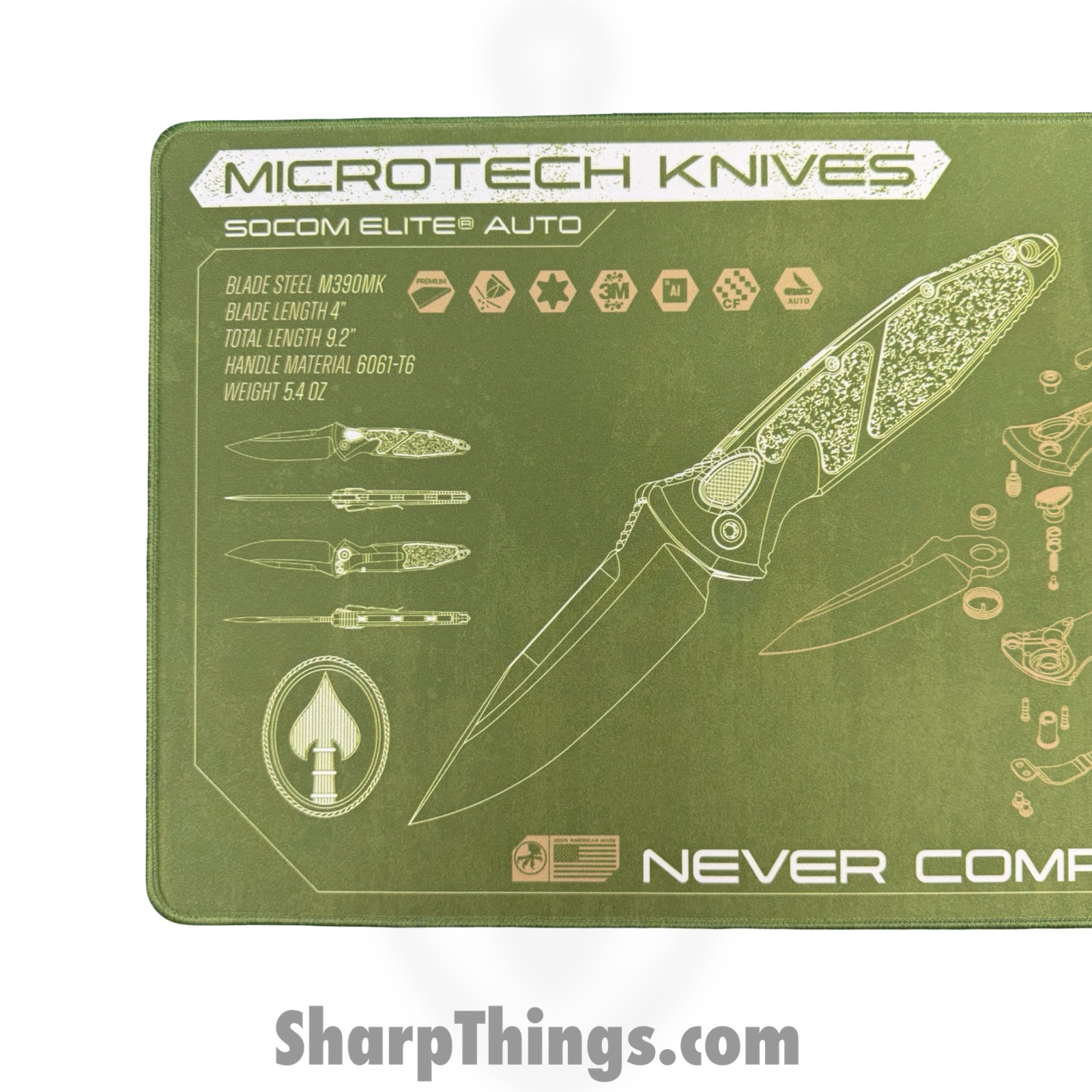 Microtech - MAT-SEA - Socom Elite Auto Mat - 11in x 17in - 5mm thick - non slip - Green - Image 2