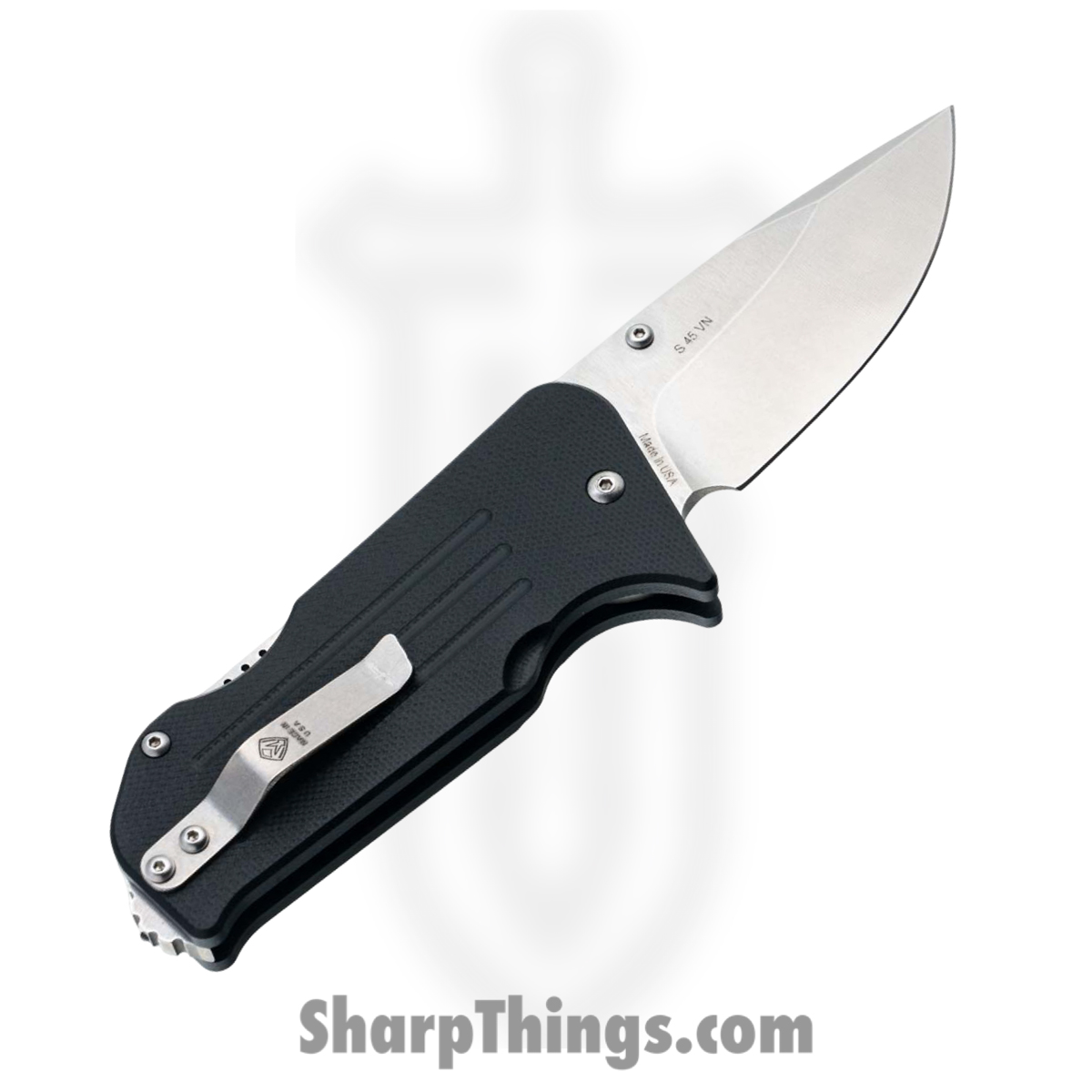 1881 Knife Works - MMS007 - Broadway - Folding Knife - S45VN Tumbled Drop Point - G10 - Black - Image 2