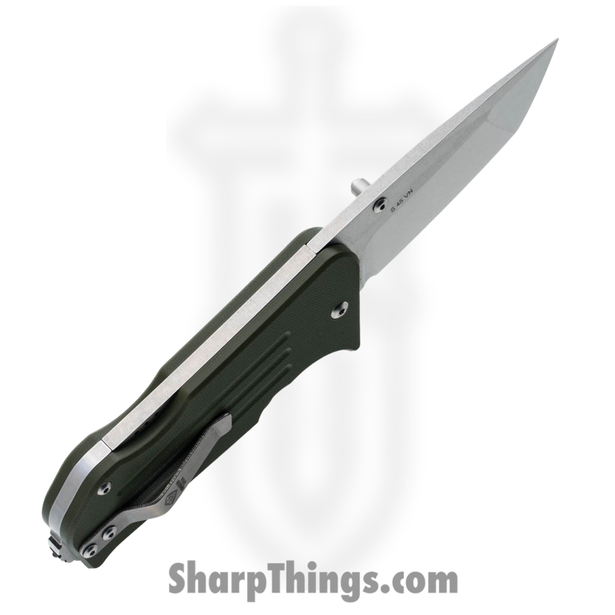 1881 Knife Works - MMS008 - Broadway - Folding Knife - S45VN Tumbled Tanto - G10 - OD Green - Image 3