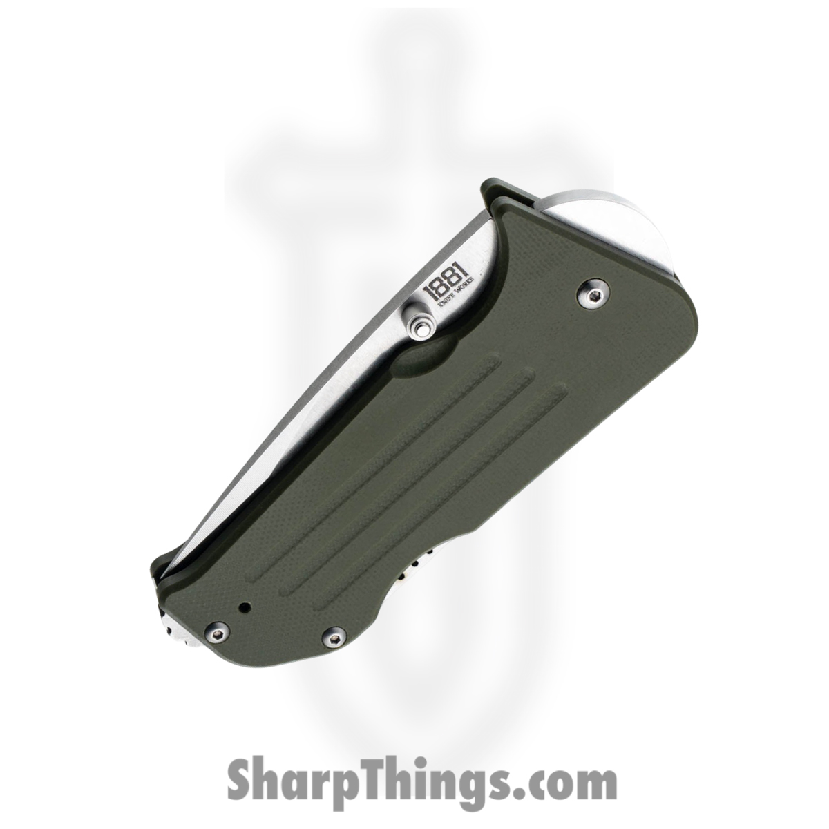 1881 Knife Works - MMS008 - Broadway - Folding Knife - S45VN Tumbled Tanto - G10 - OD Green - Image 4