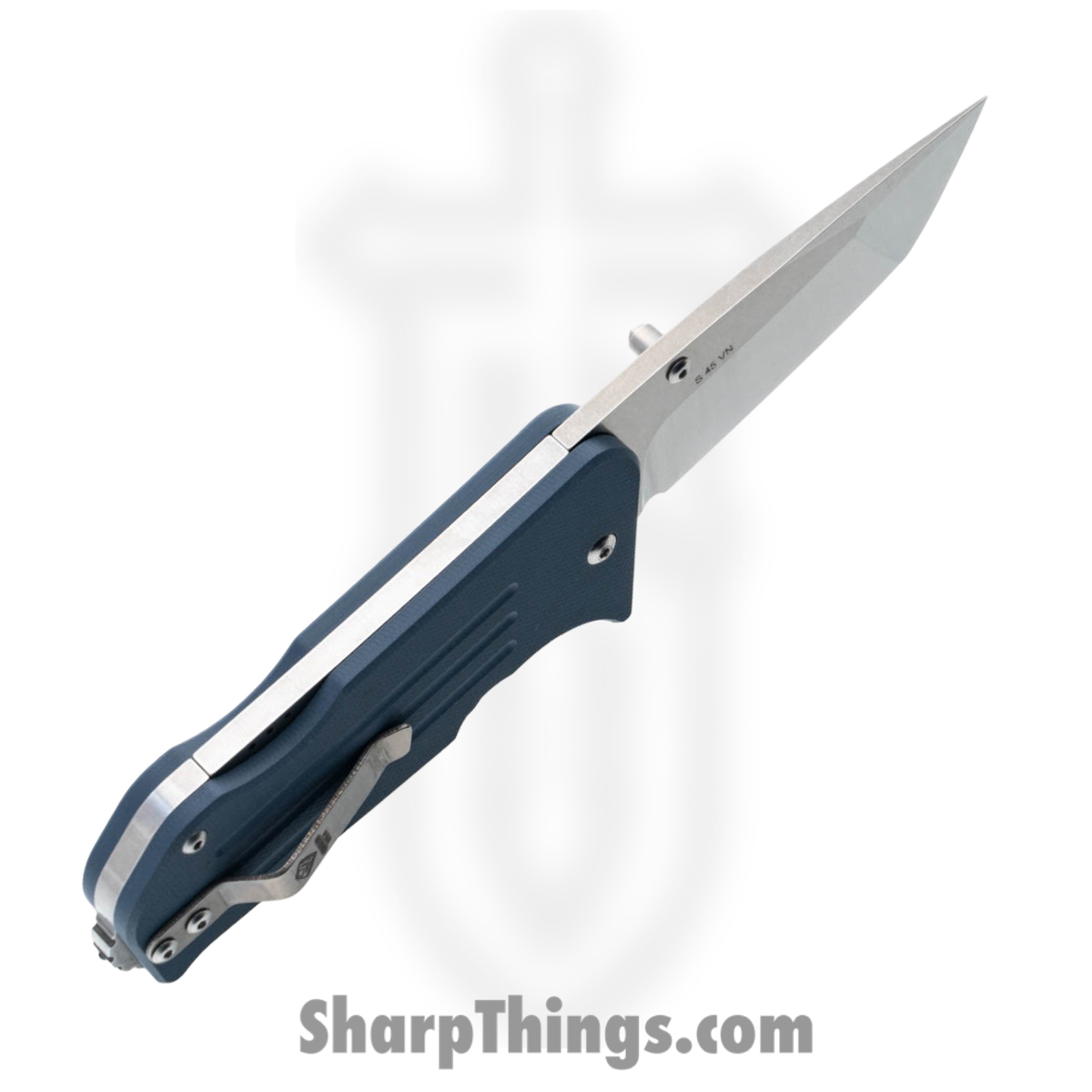 1881 Knife Works - MMS010 - Broadway - Folding Knife - S45VN Tumbled Tanto - G10 - Denim Blue - Image 3